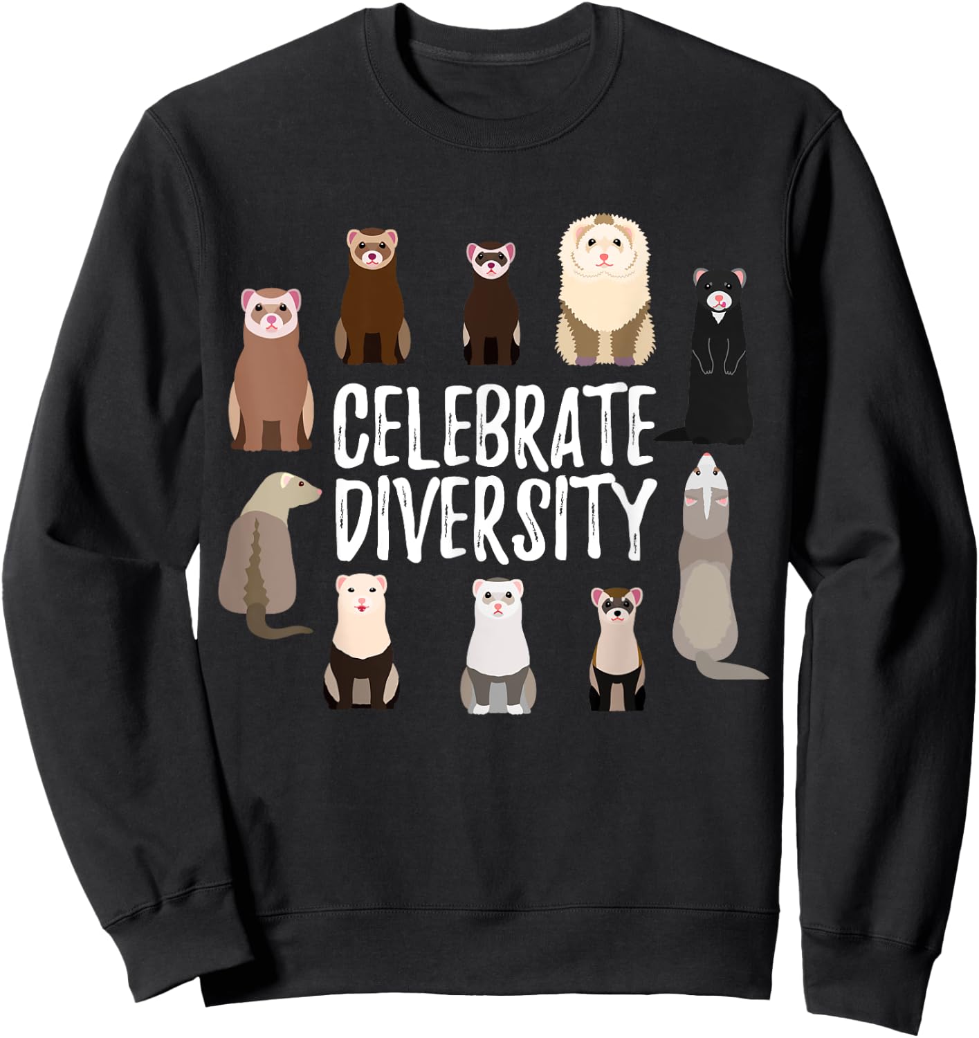 Pet Ferret Lovers Shirts Celebrate Diversity Funny Ferret Sweatshirt - Sweatshirt | Black