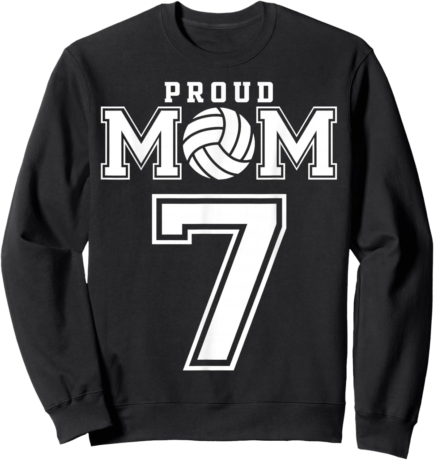 Custom Proud Volleyball Mom Number 7 Personalized Women Sweatshirt - Sweatshirt | Black