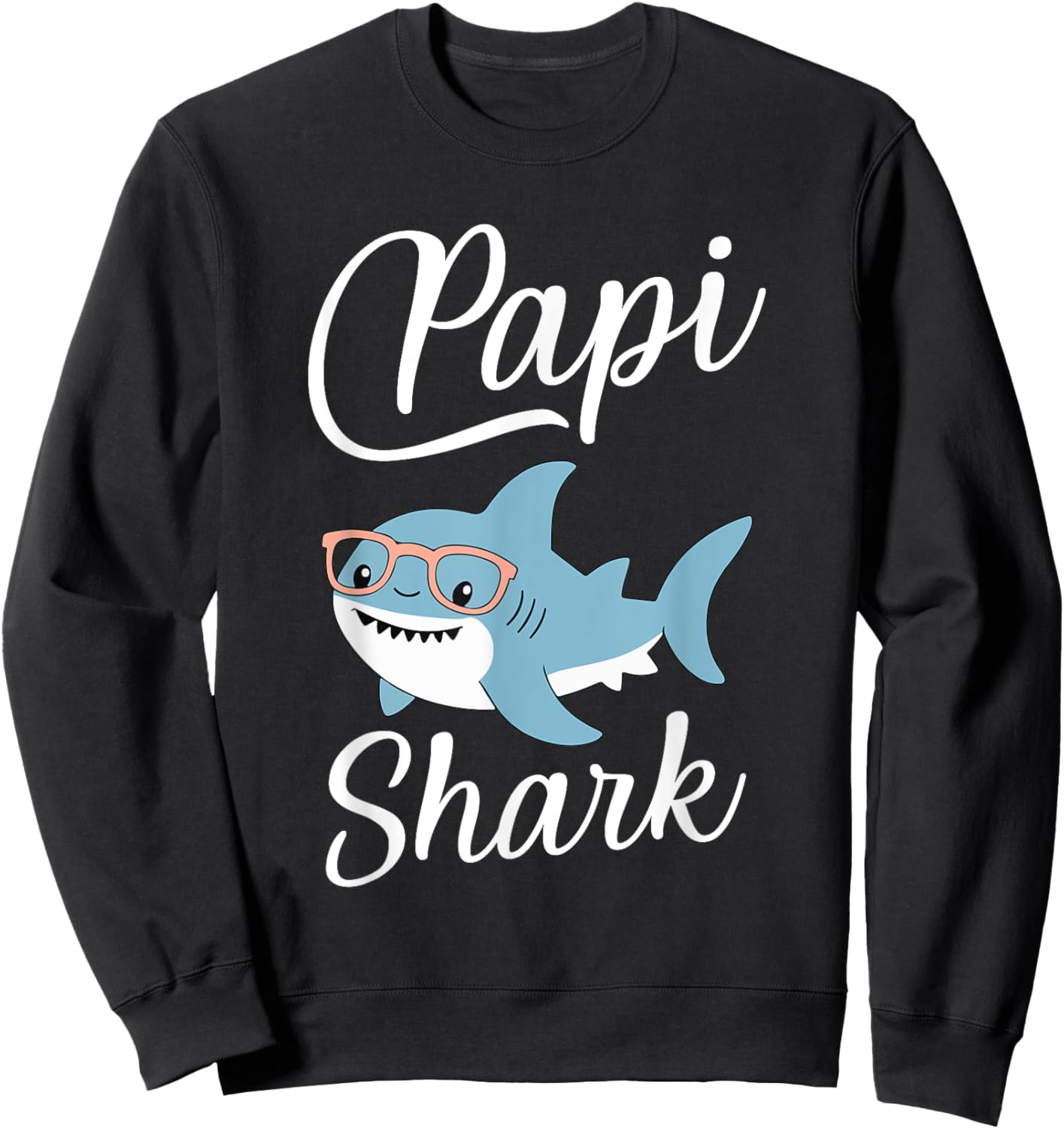 Papi Shark Funny Matching Family Grandpa Sweatshirt - Sweatshirt | Black