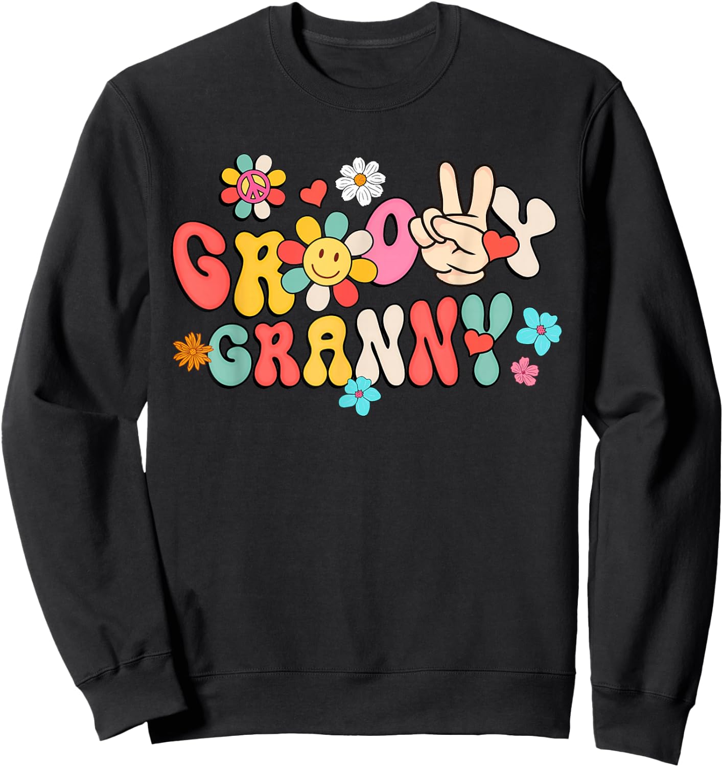 Retro Groovy Granny Family Matching Mother's Day Gifts Sweatshirt - Sweatshirt | Black