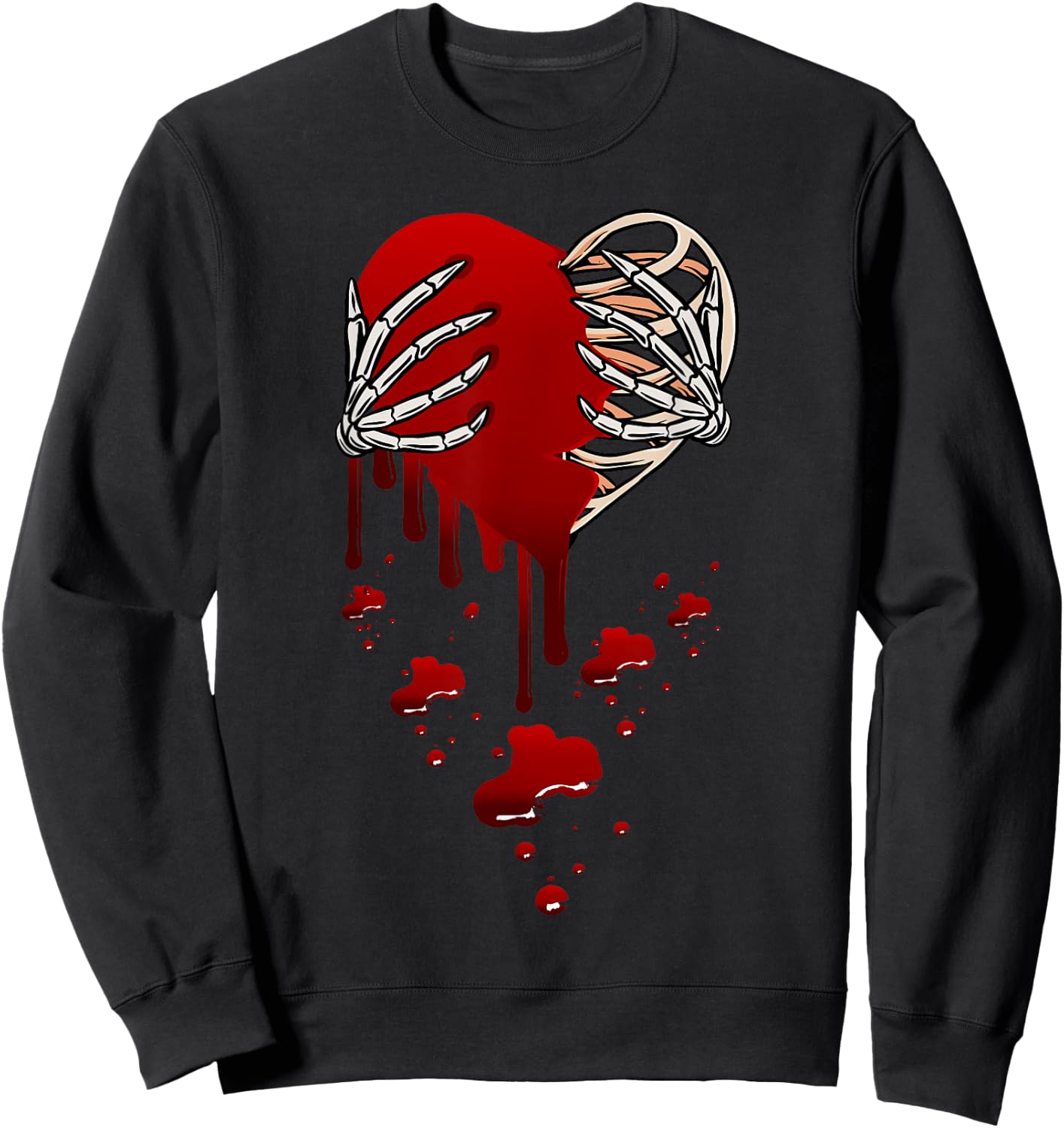 Crazy Love Skeleton Blood Injected Heart Valentine's Greeting Sweatshirt - Sweatshirt | Black