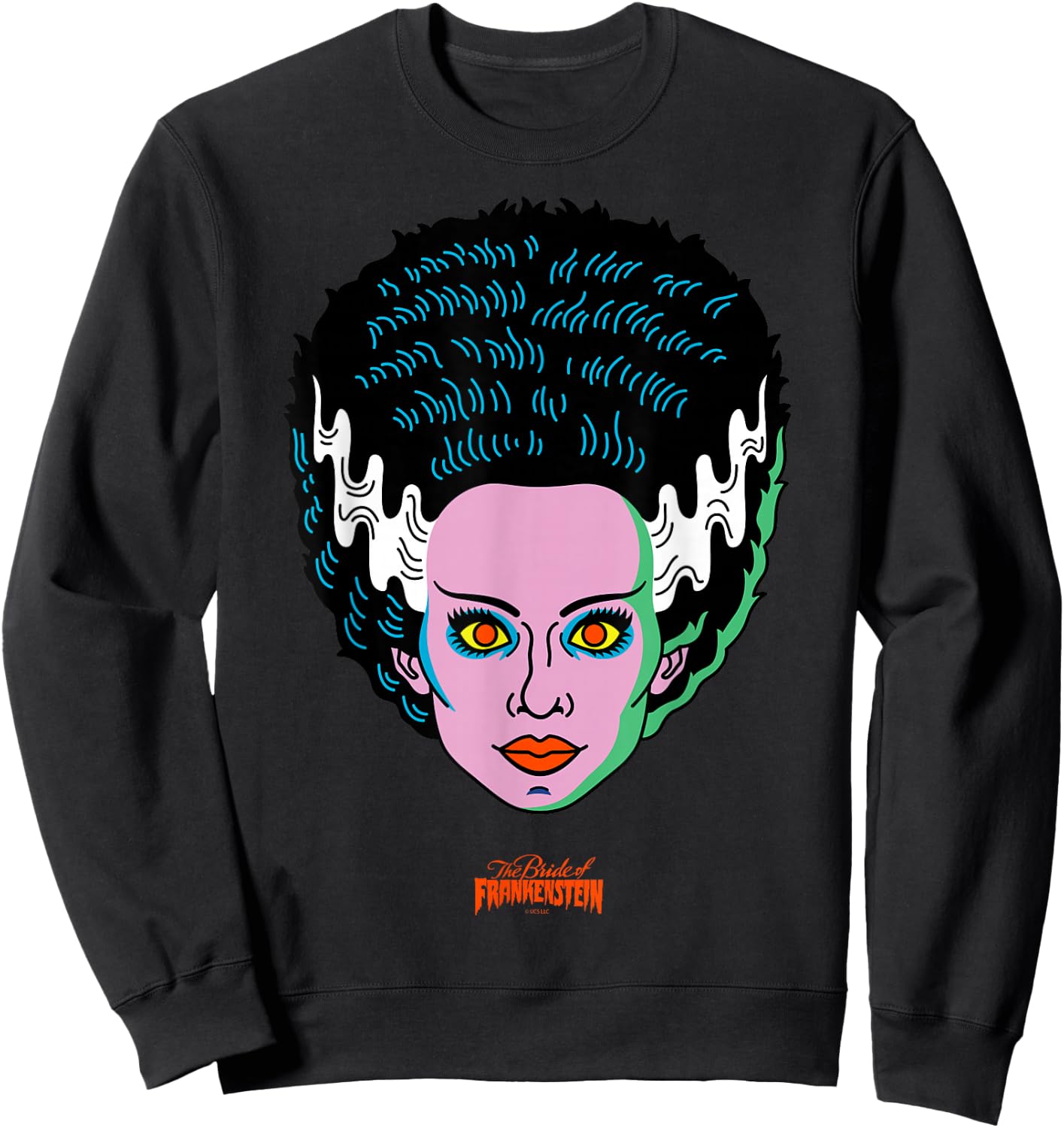 Universal Monsters Bride of Frankenstein Retro Big Face Sweatshirt - Sweatshirt | Black