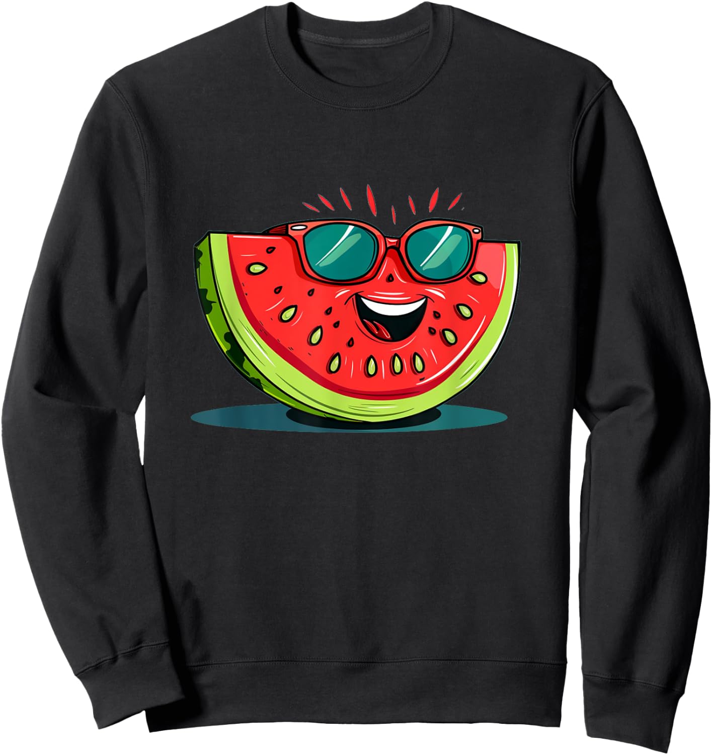 Awesome Watermelon Face with Sunglasses for Summer Fruits Women Girls Kids Sweatshirt - Sweatshirt | Black