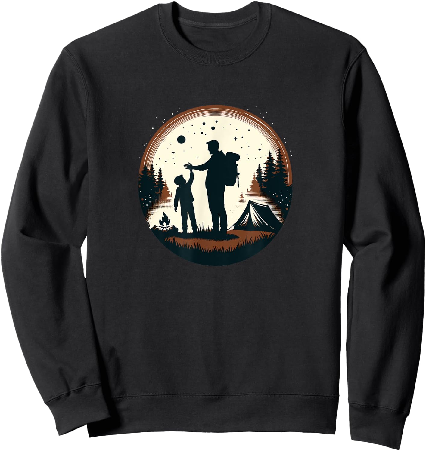 father son hiking mountain Camping Buddies son dad camp Sweatshirt - Sweatshirt | Black