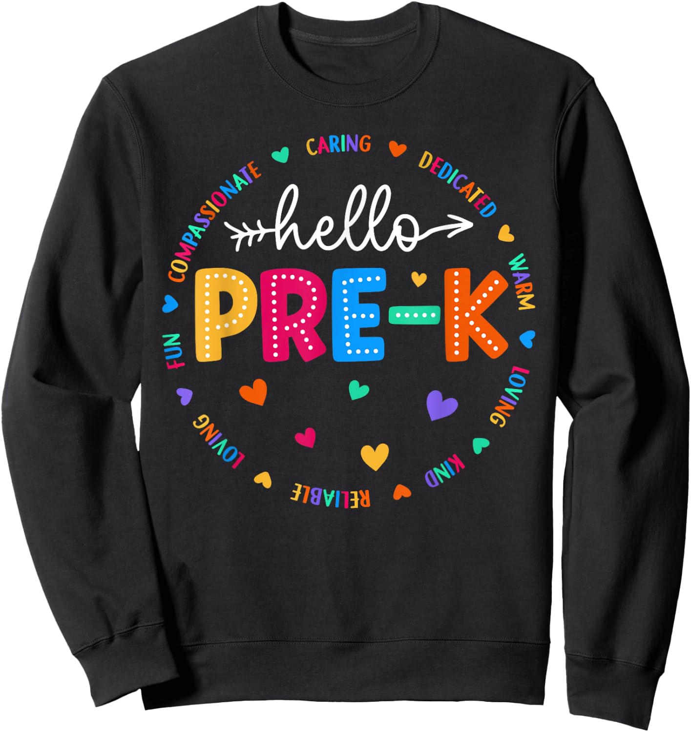 Pre-K Hello Back To School Pre-K Teacher Student First Day Women Girls Kids Sweatshirt - Sweatshirt | Black