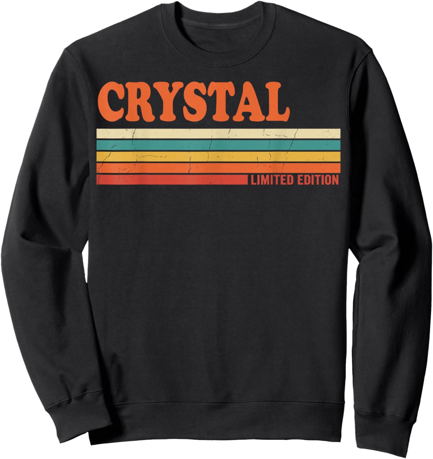 Crystal Retro Personalized First Name Vintage Stripes Sweatshirt - Sweatshirt | Black