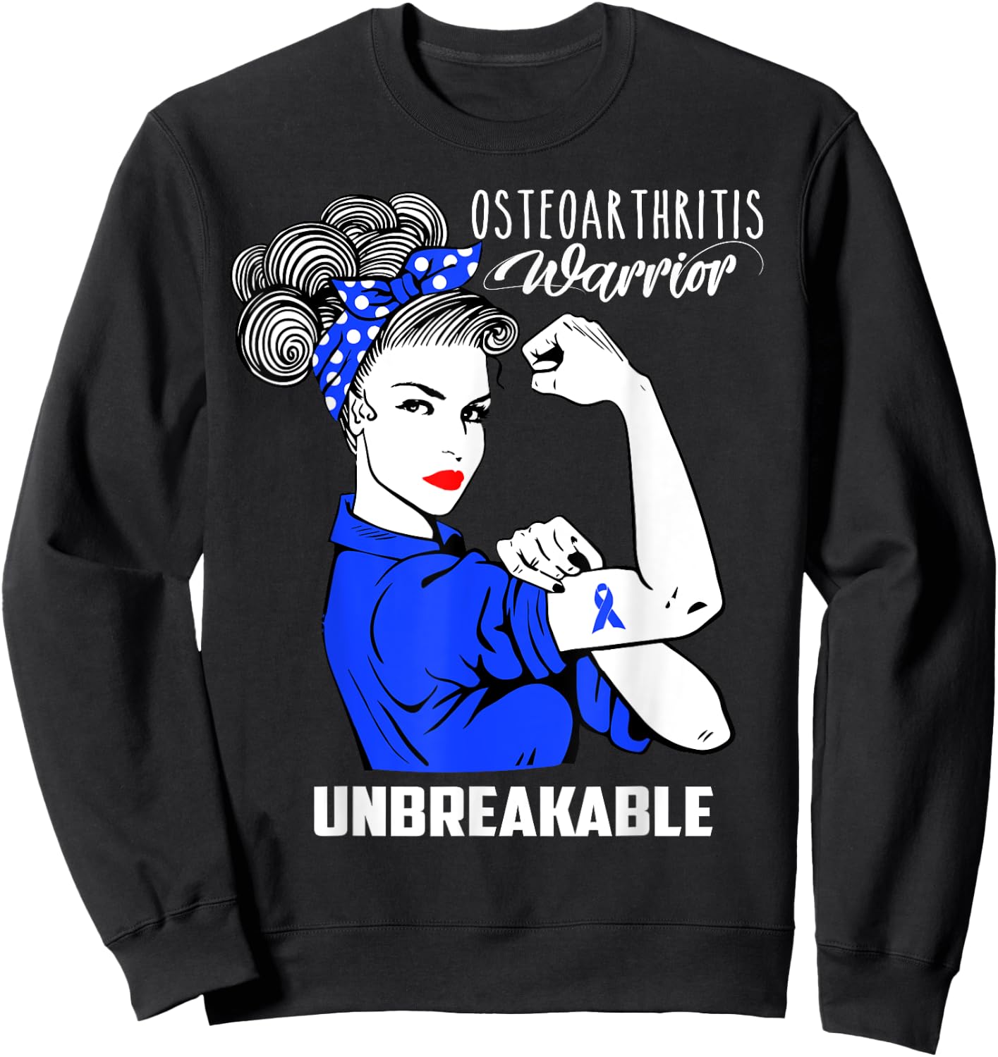 Osteoarthritis Warrior Unbreakable Shirt Awareness Gift Sweatshirt - Sweatshirt | Black