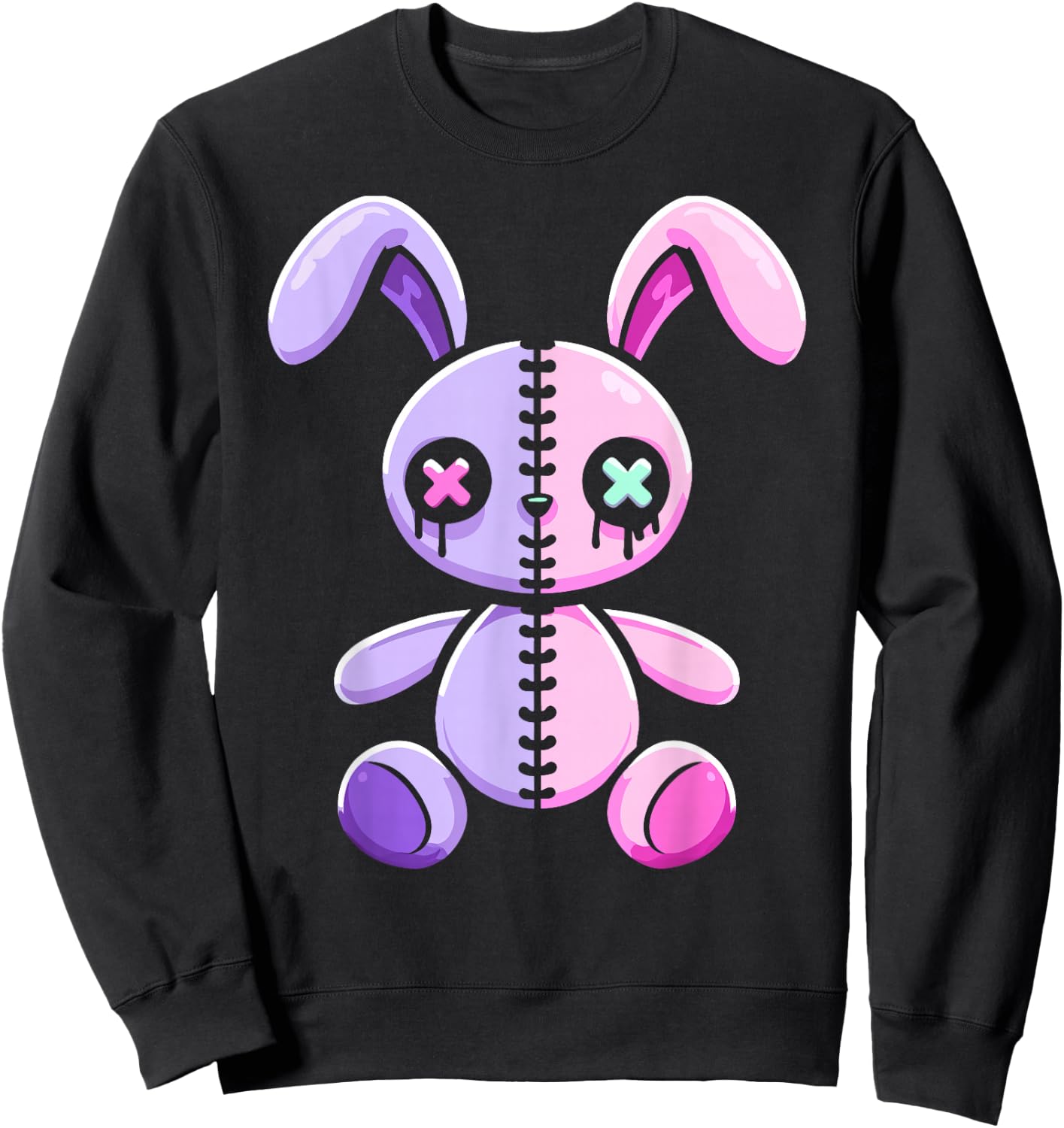 Pastel Goth Bunny Rabbit Cute Gothic Menhera Kawaii Pink Alt Sweatshirt - Sweatshirt | Black
