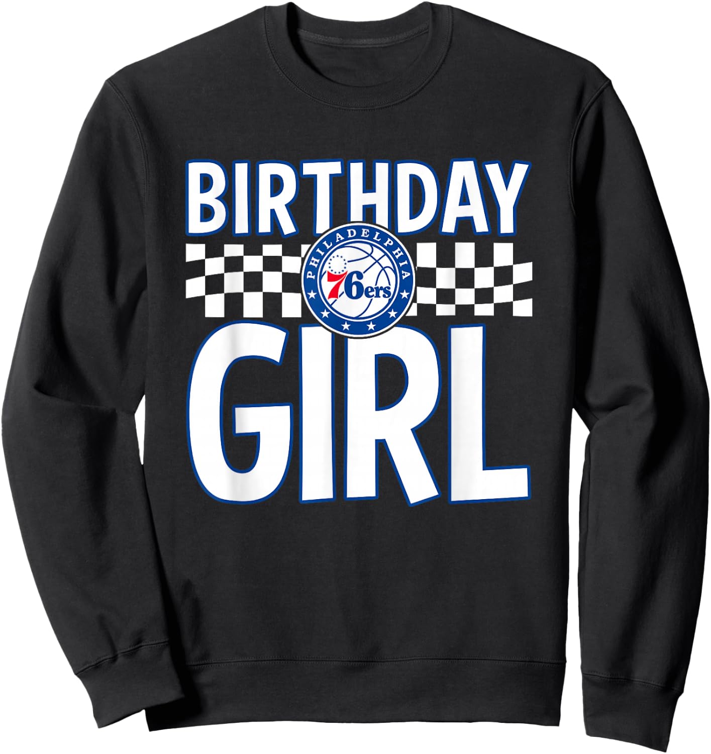 NBA Philadelphia 76ers Birthday Girl Checkered Logo Sweatshirt - Sweatshirt | Black