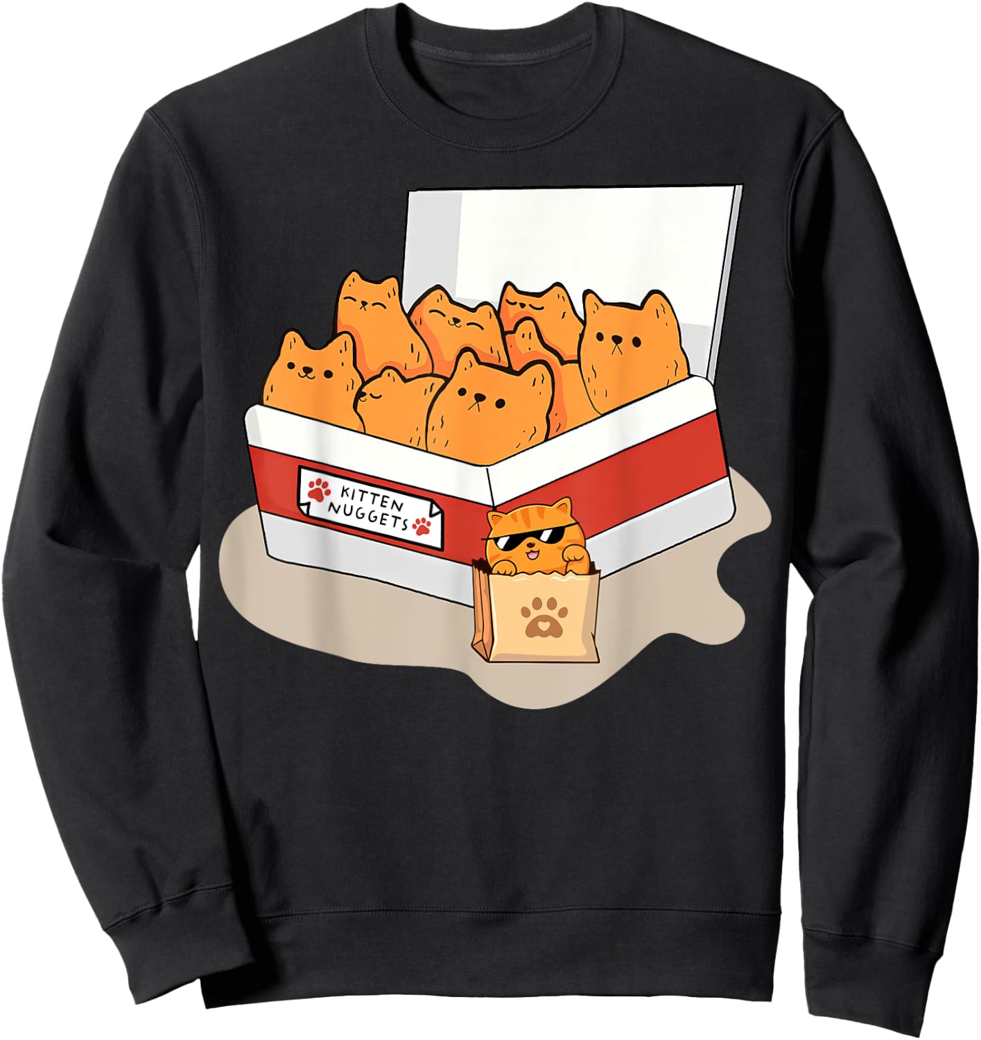 Kitten Nuggets Food Pun Gifts , Women, Kid, Cat Lover Sweatshirt - Sweatshirt | Black