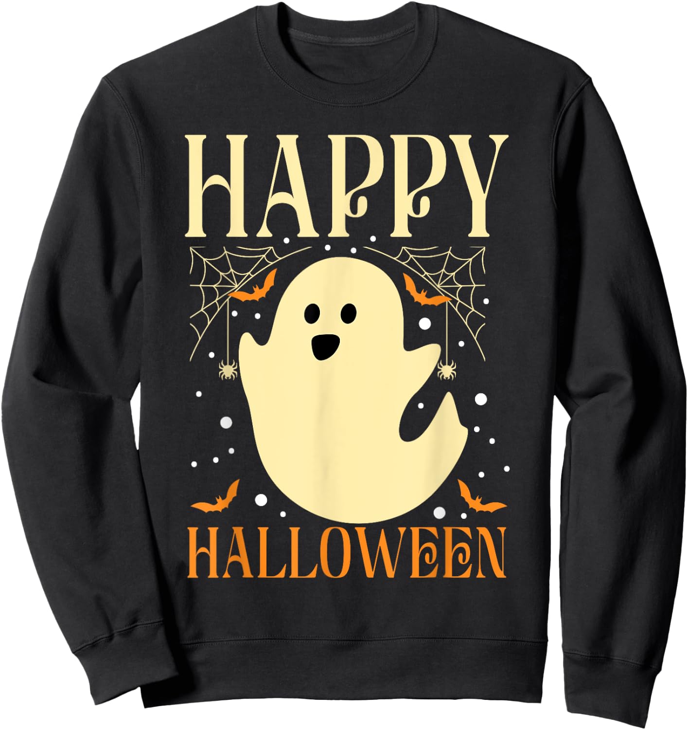 Happy Halloween Ghost Cute Spooky Boo Adults Kids Sweatshirt - Sweatshirt | Black