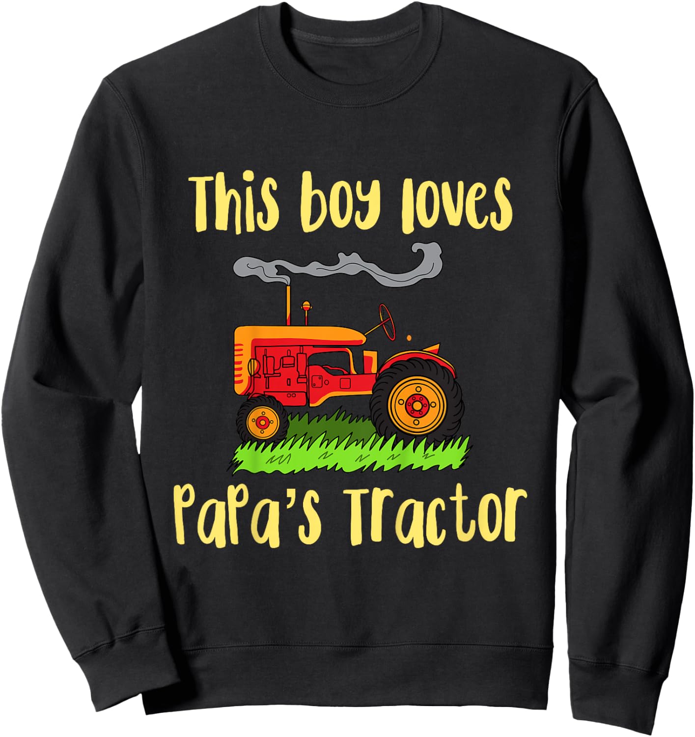 Kids Grandpas Tractor Gift- Just a boy who loves PaPa's Tractor Sweatshirt - Sweatshirt | Black