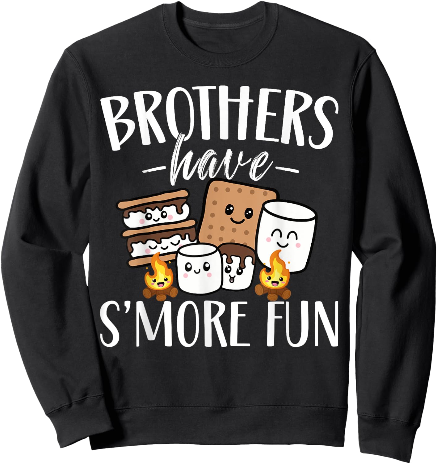Brothers Have Smore Fun Funny Kawaii Smores Camping kids Sweatshirt - Sweatshirt | Black