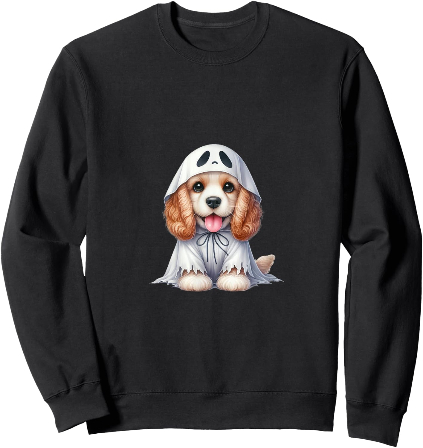 Funny Ghost American Cocker Spaniel Dog Lover Halloween Sweatshirt - Sweatshirt | Black
