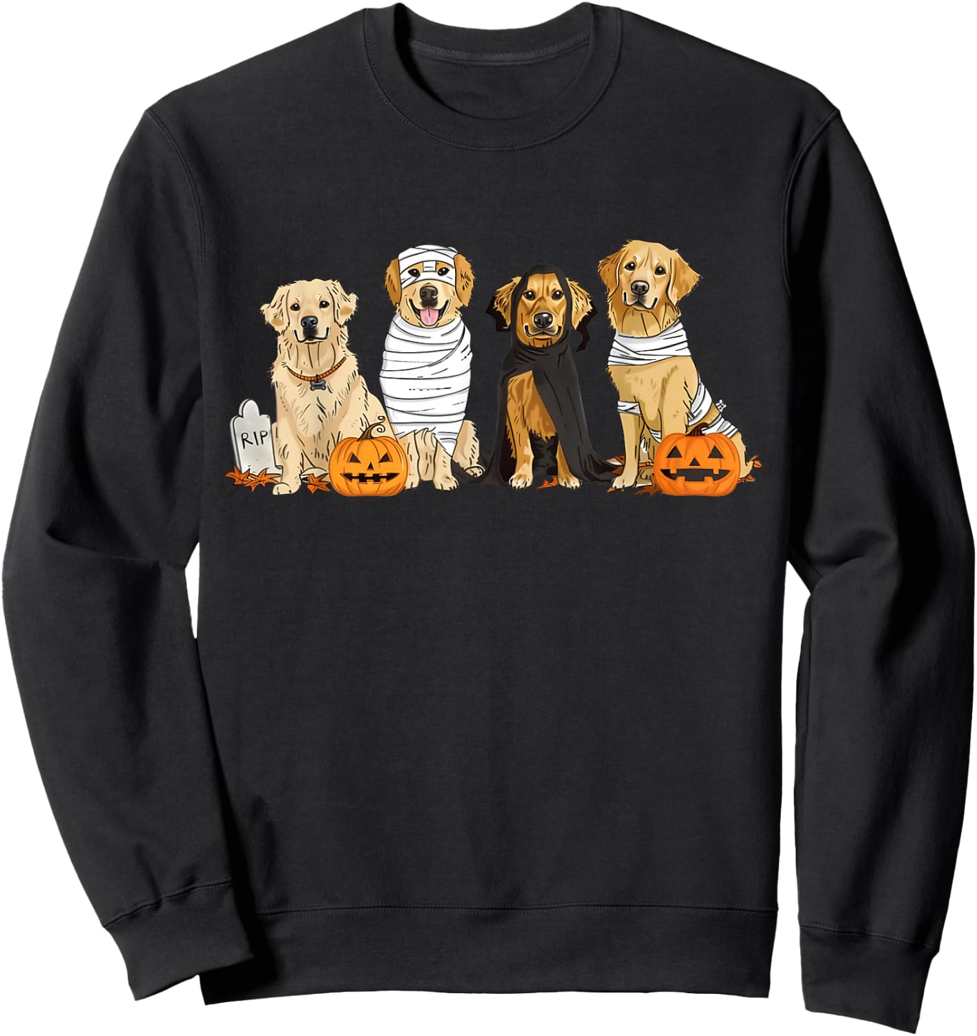 Golden Retriever Ghost Dog Halloween Golden Retriever Witch Men Women Sweatshirt - Sweatshirt | Black