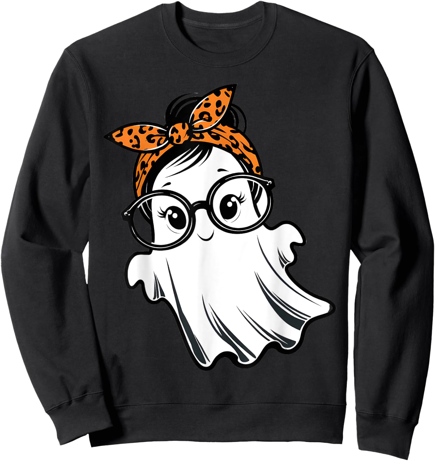 Halloween Ghost Glasses Girl Ghost Costume Eyeglass Women Sweatshirt - Sweatshirt | Black