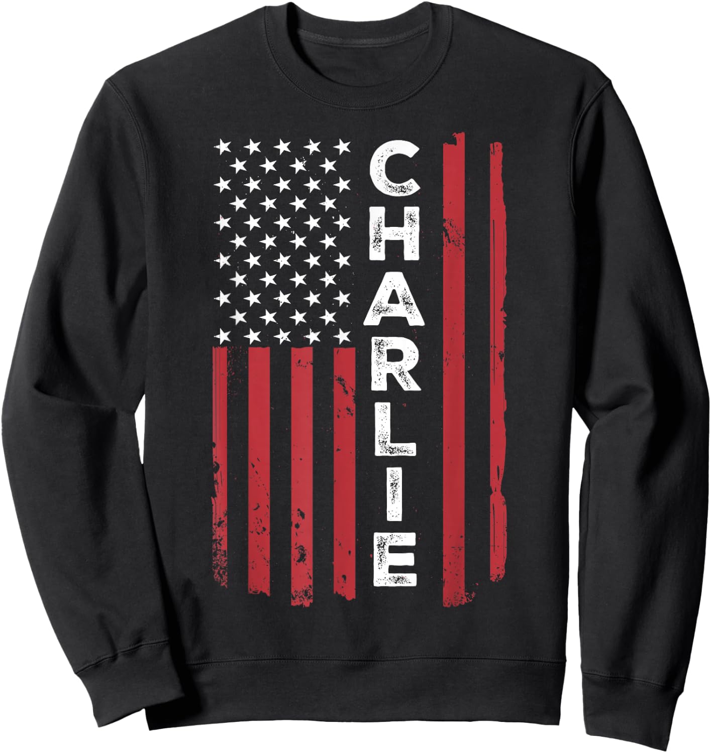 Charlie USA Flag American Flag Patriotic Sweatshirt - Sweatshirt | Black