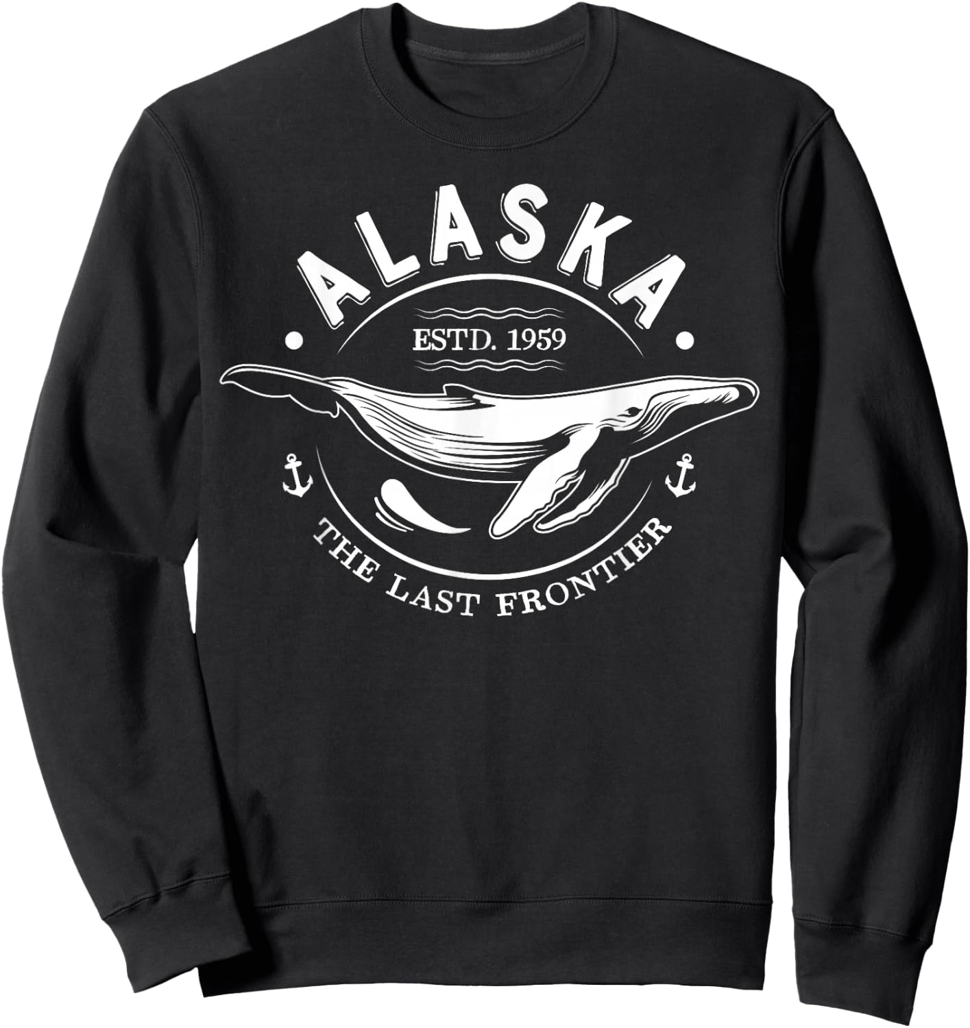 Alaska The Last Frontier Whale Home Cruise Vintage Men Women Sweatshirt - Sweatshirt | Black