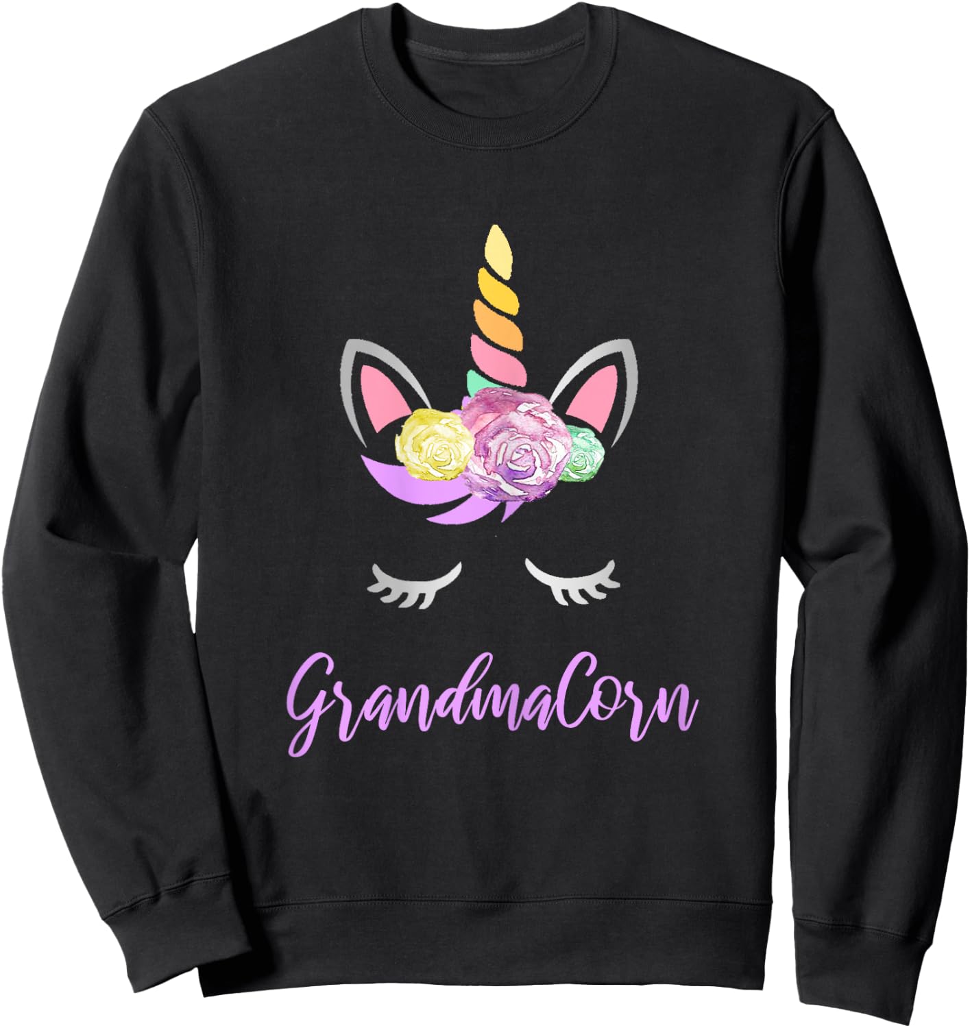 Grandmacorn Unicorn Grandma of the Birthday Girl Sweatshirt - Sweatshirt | Black