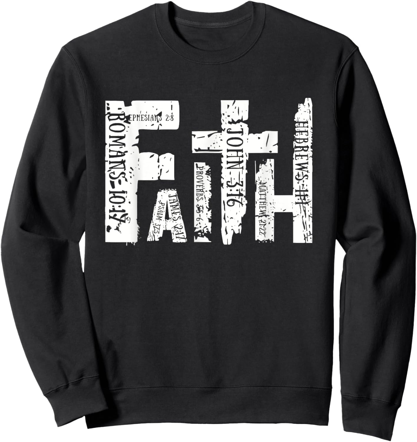 Retro Faith Religious Christian Cross Graphic Women Sweatshirt - Sweatshirt | Black