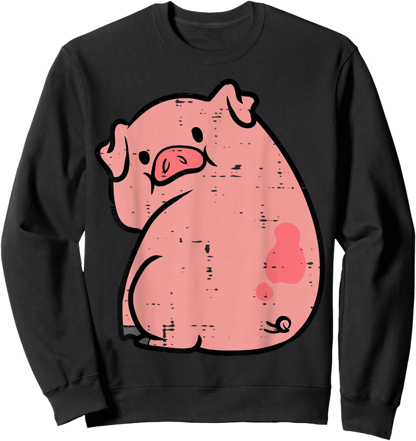 Pig Looking Back Cute Hog Piggyback Meme Joke Men Women Kids Sweatshirt - Sweatshirt | Black
