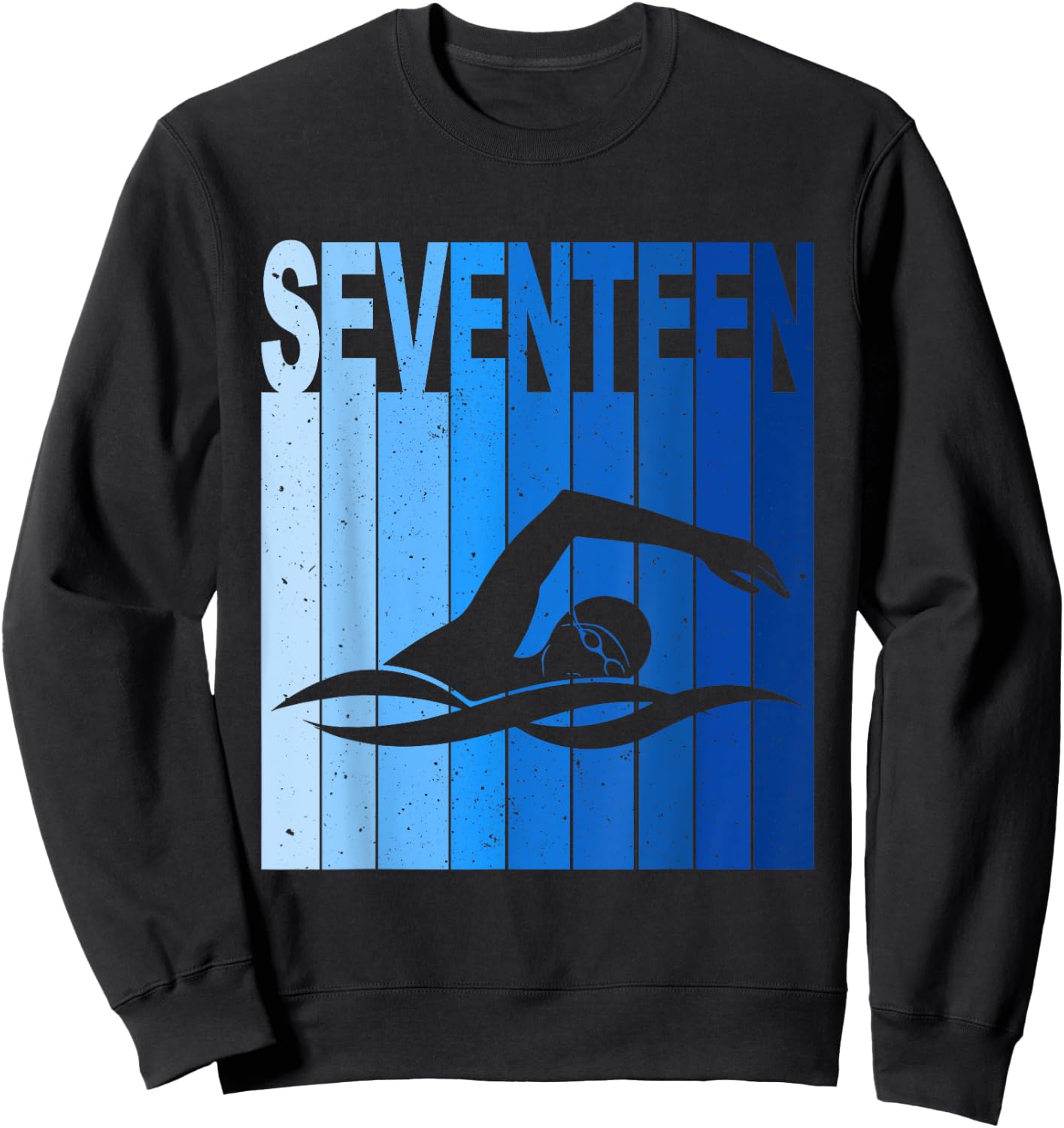 17th Birthday Swimming 17 Year Old Birthday Swimmer Sweatshirt - Sweatshirt | Black