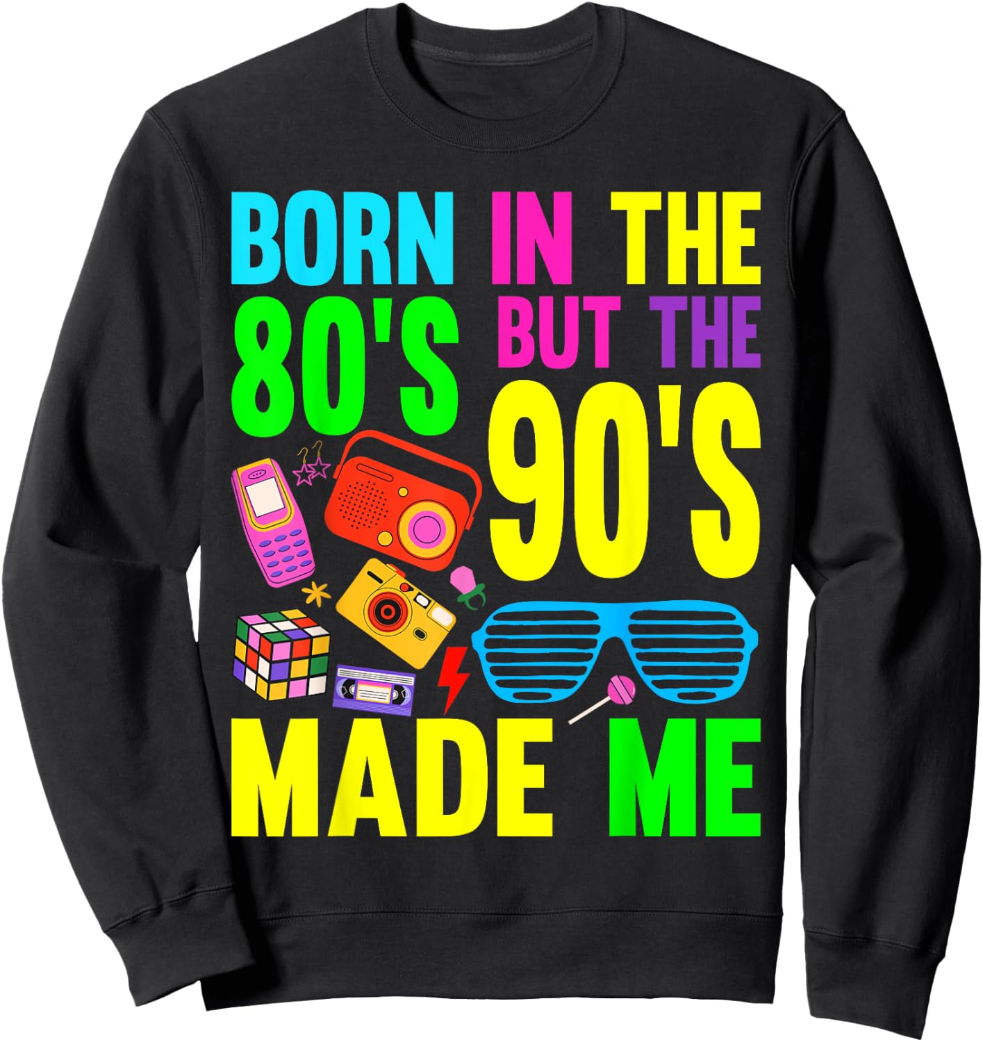 Born in the 80s but 90s Made Me Vintage Cassette Sweatshirt - Sweatshirt | Black