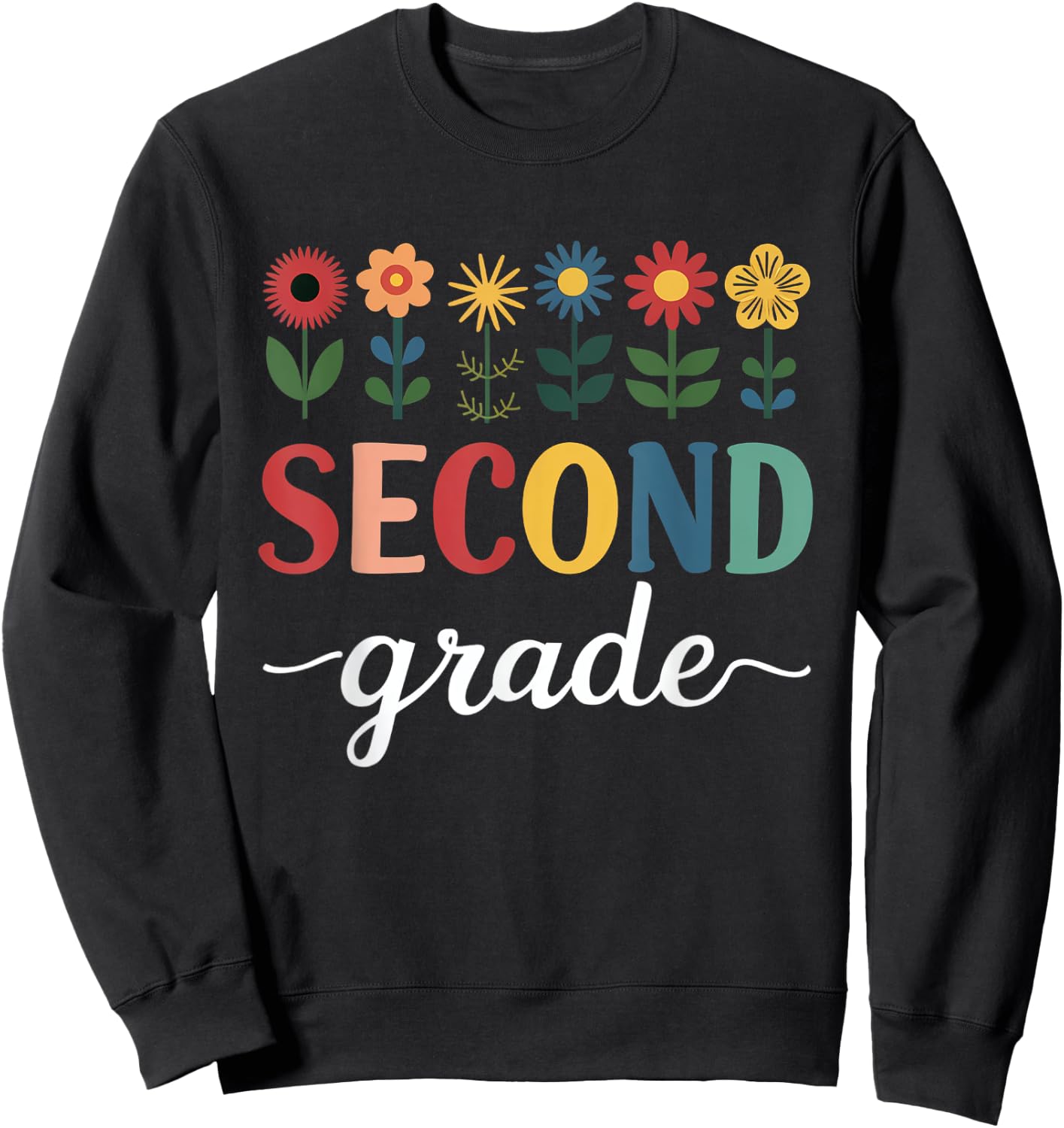 2nd Grade Wildflower Floral Back To School Sweatshirt - Sweatshirt | Black