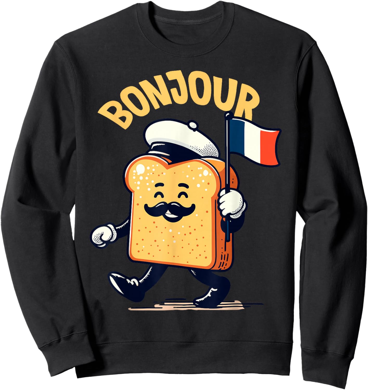 french bread toast bon jour cute kawaii French bread toast Sweatshirt - Sweatshirt | Black