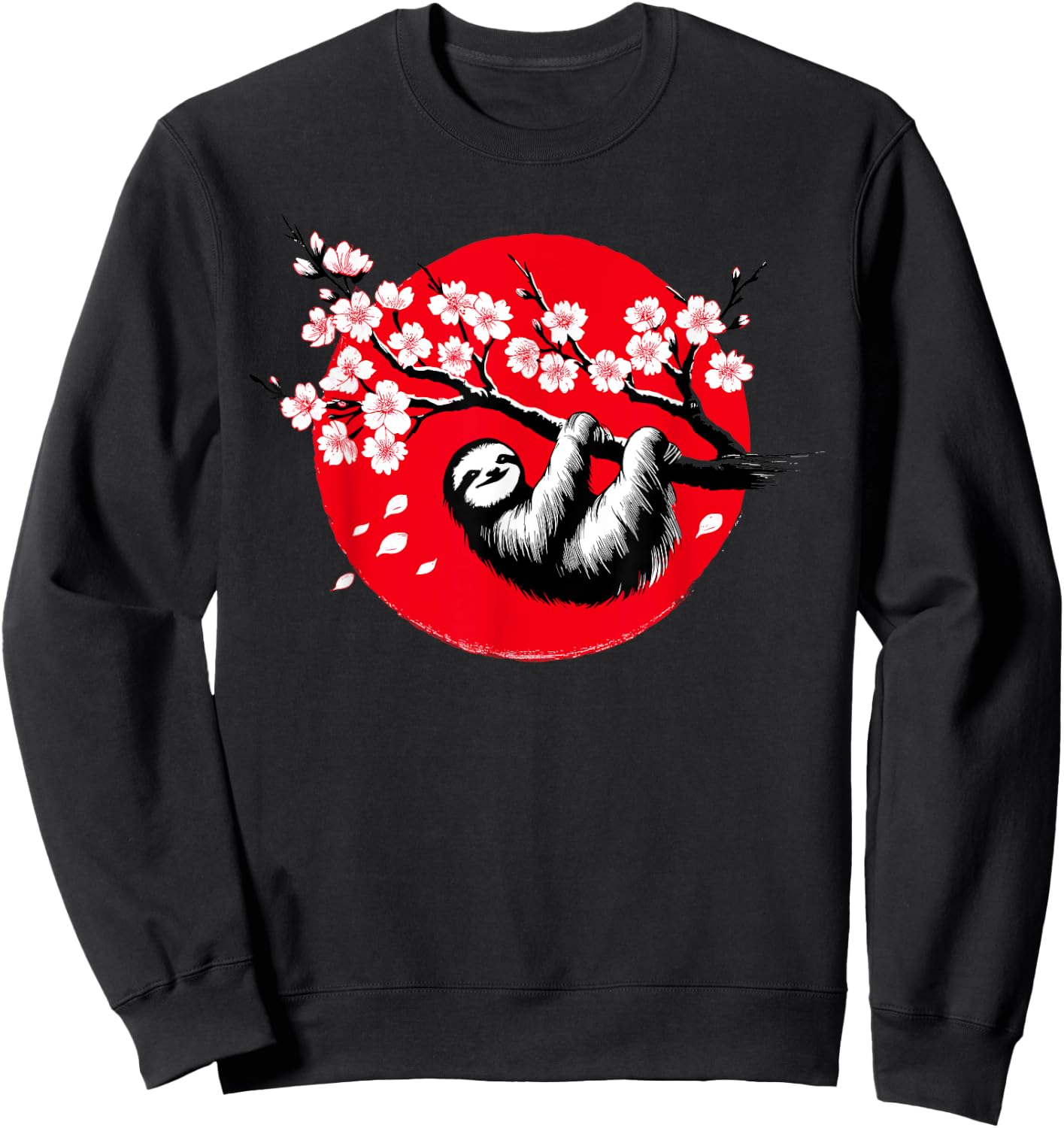 Kawaii Sloth Anime Japan Sakura Men Women Kids Funny Sloth Sweatshirt - Sweatshirt | Black