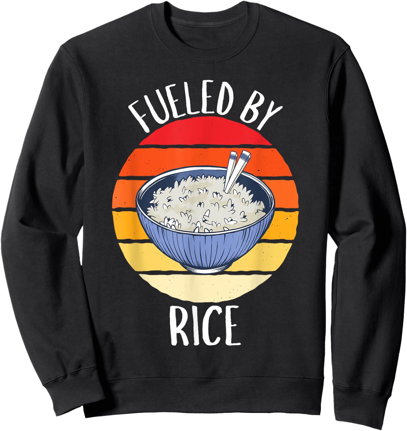 Retro Fueled By Rice Vintage Rice Lover Sweatshirt - Sweatshirt | Black