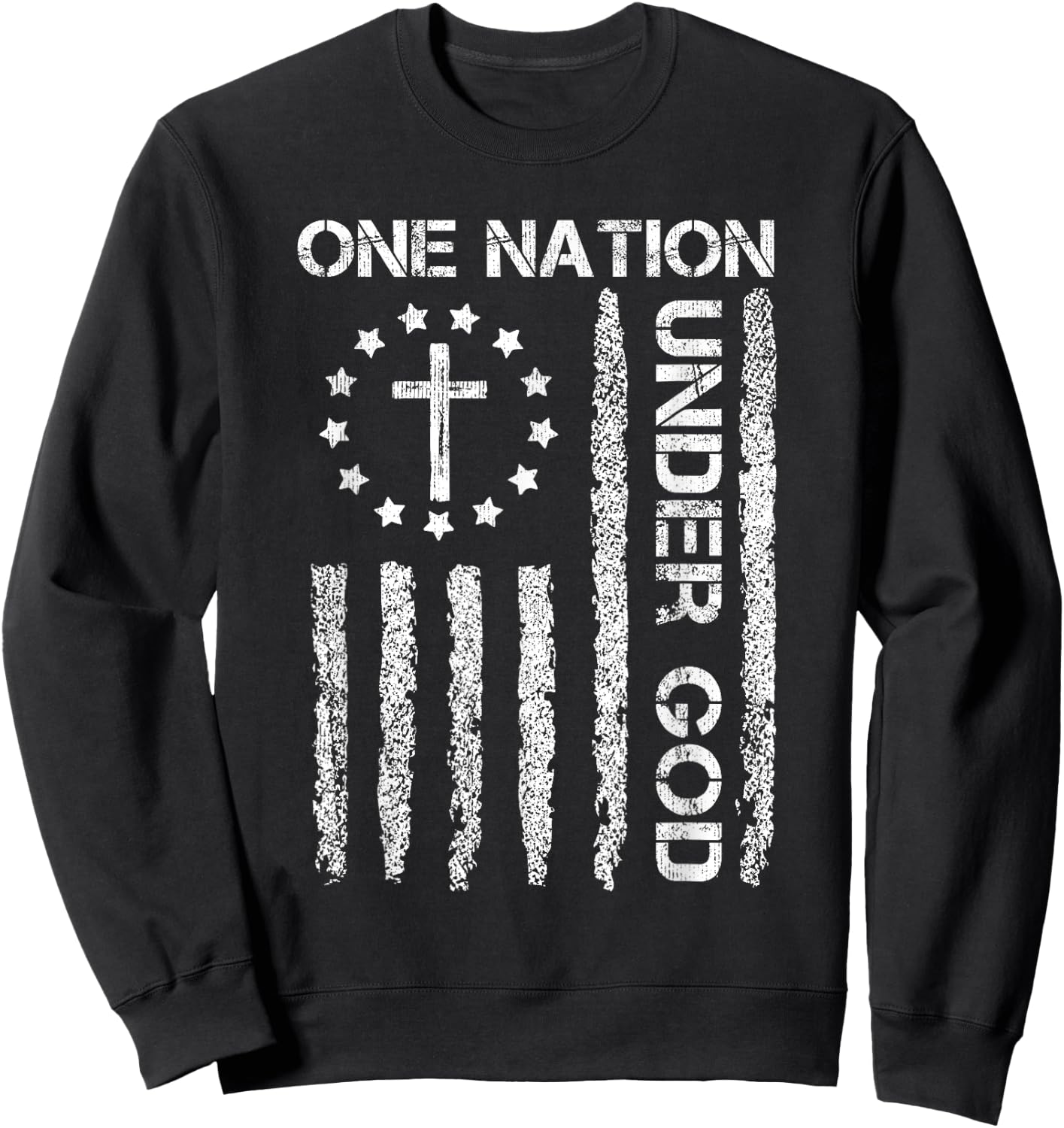 One Nation Under God USA Flag 4th July Christian Religious Men Sweatshirt - Sweatshirt | Black