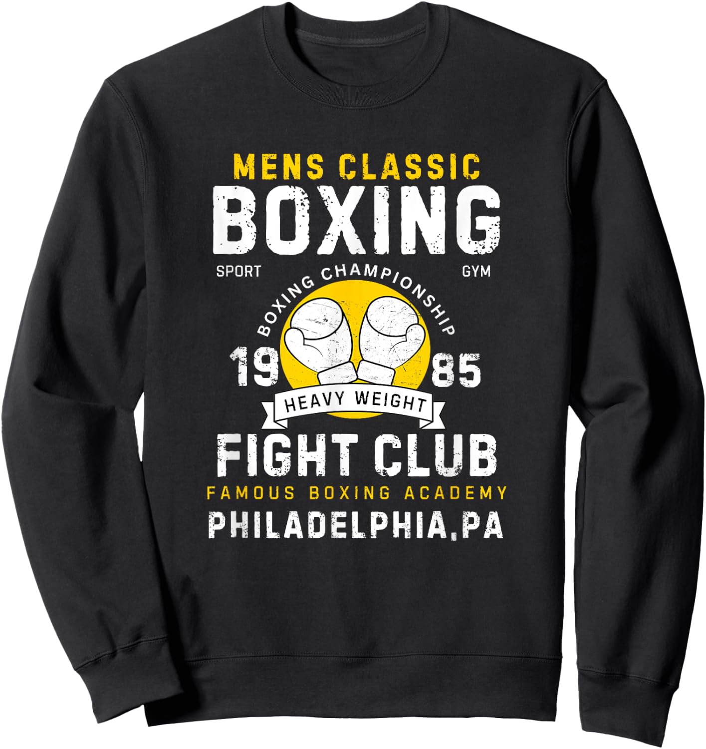 Vintage Style Boxing Gloves Heavyweight Philadelphia Sweatshirt - Sweatshirt | Black