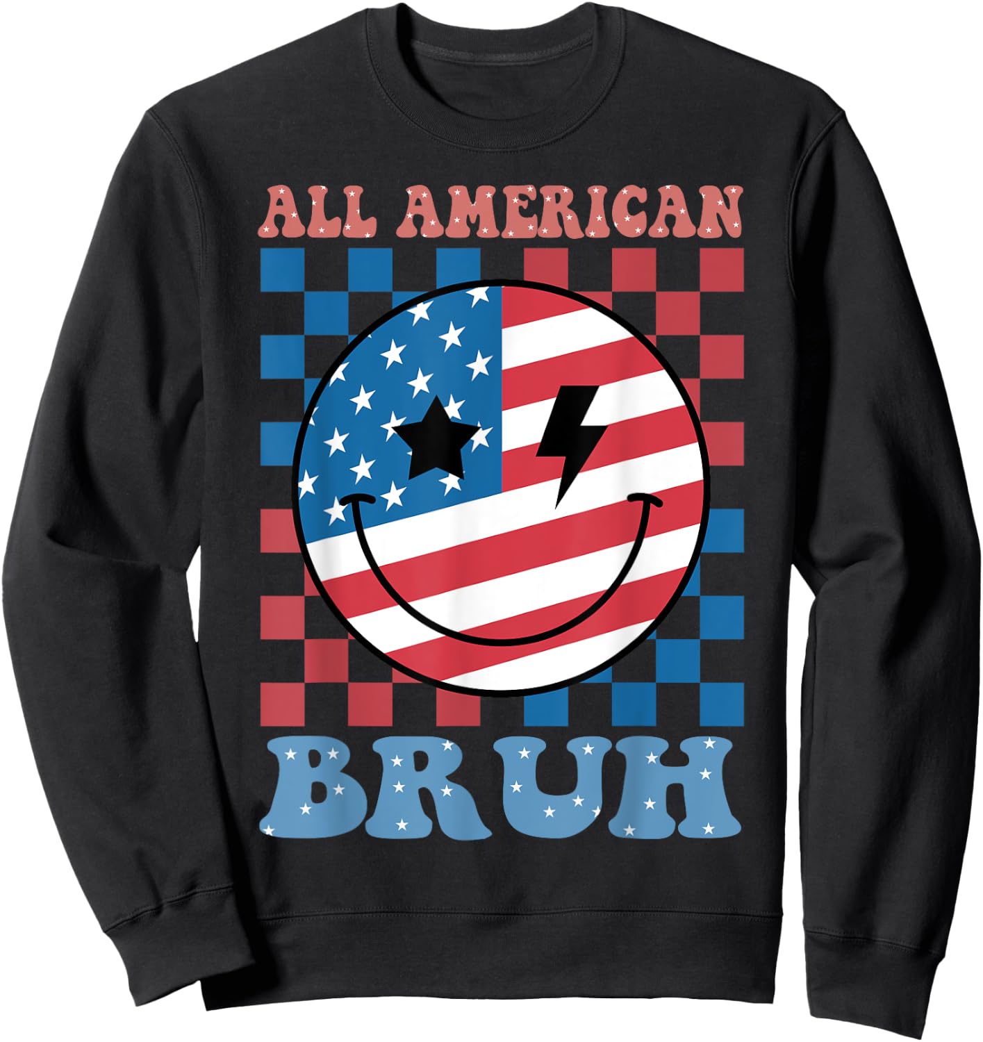 All American Bruh 4th July-Shirt USA Flag Funny Boy Toddler Sweatshirt - Sweatshirt | Black