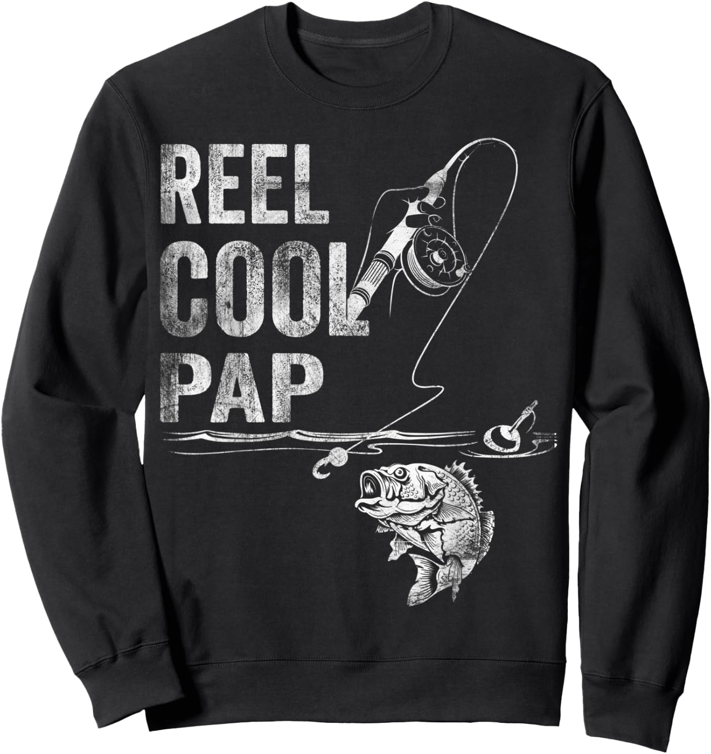 Reel Cool Pap Fish Fishing Shirt Father's Day Gift Sweatshirt - Sweatshirt | Black