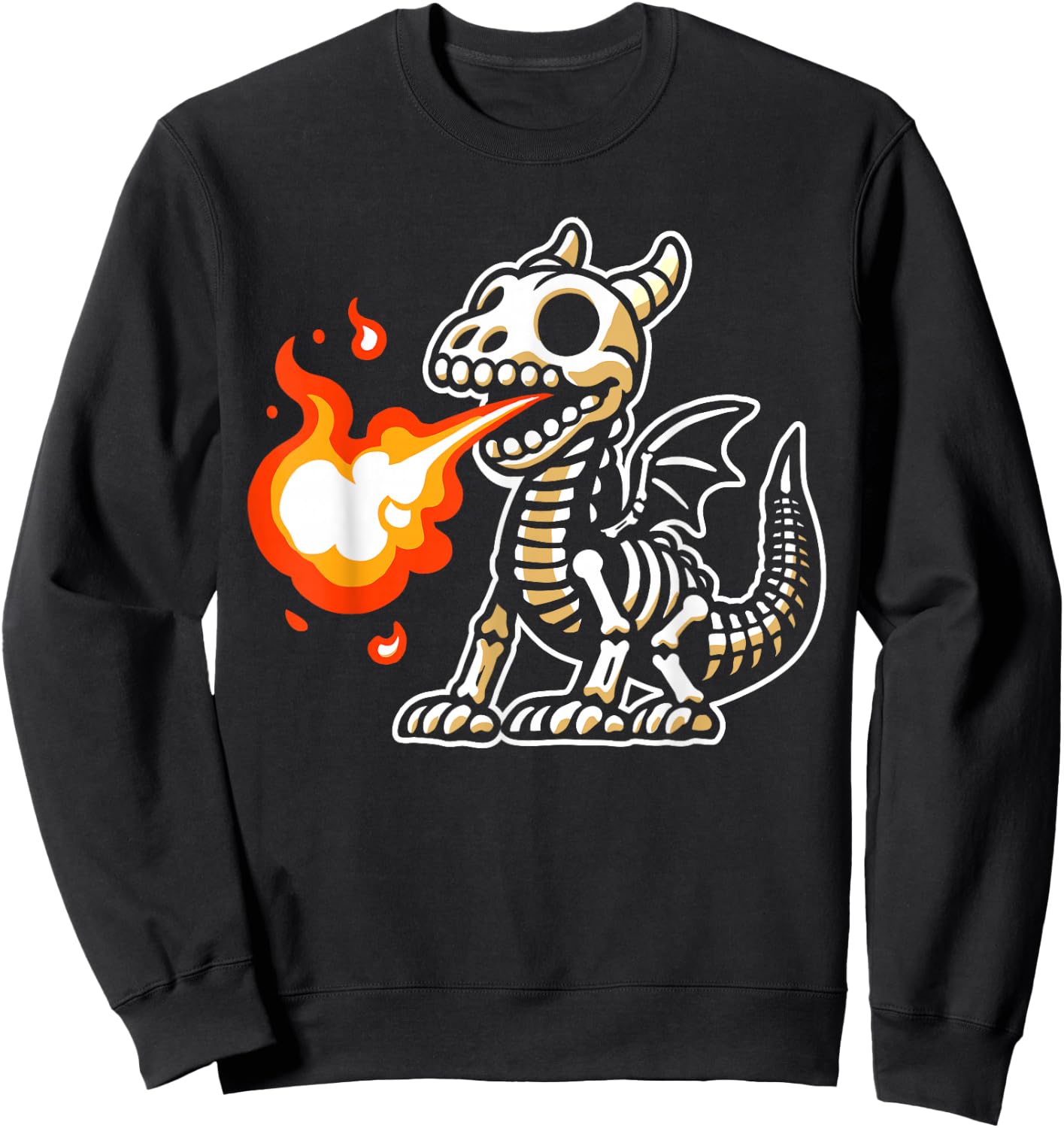 Retro Spooky Dragon Skeleton X-Ray Boys Kids Sweatshirt - Sweatshirt | Black