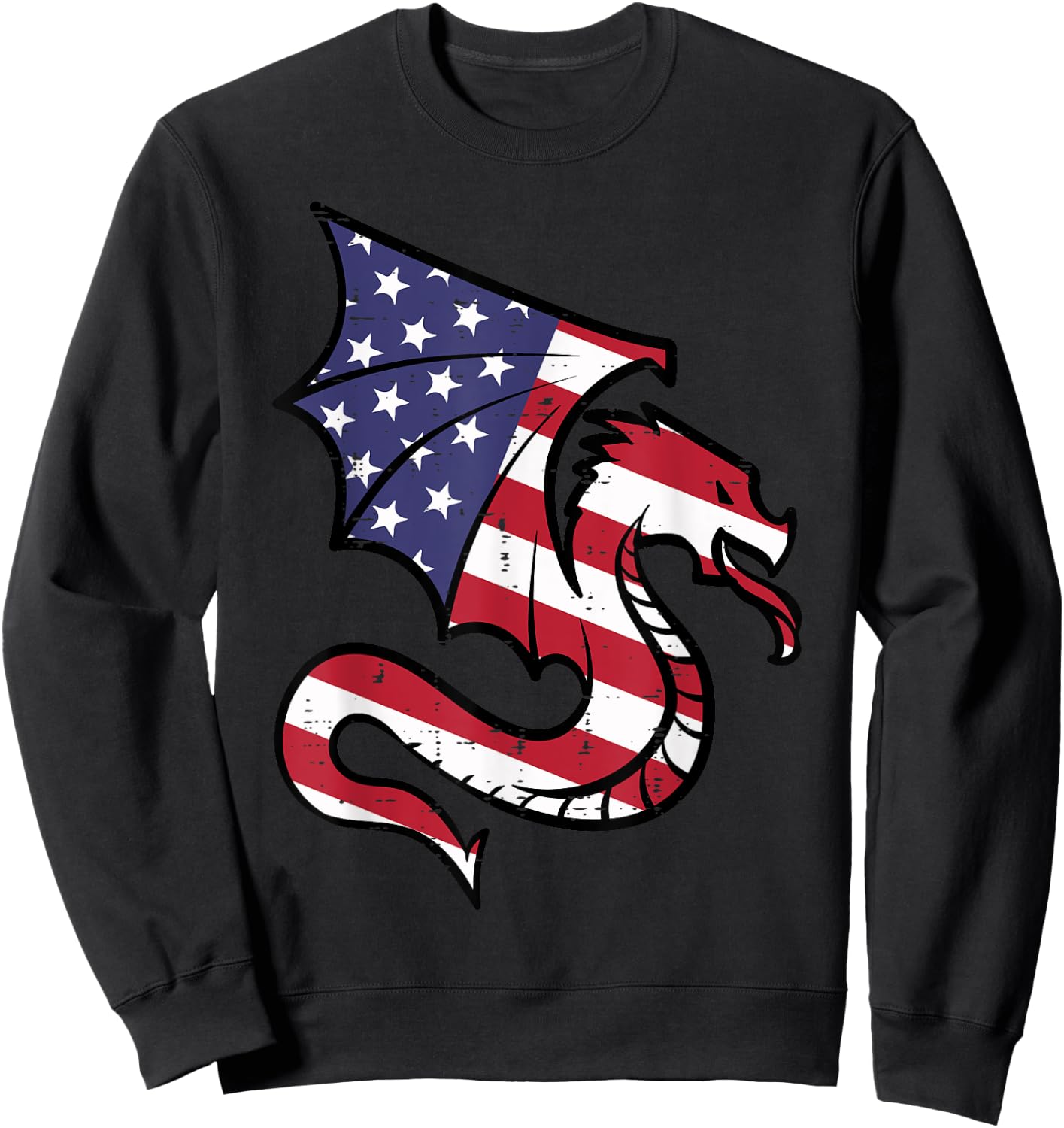 4th Of July Dragon American Flag Patriotic Men Women Kids Sweatshirt - Sweatshirt | Black