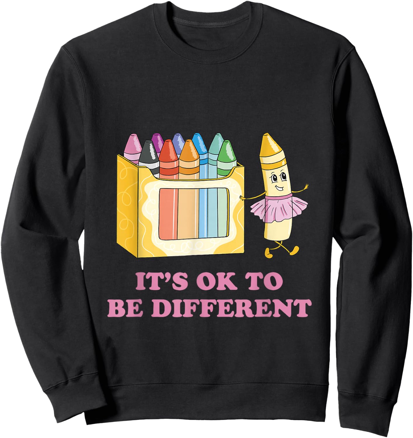 It's OK to be Different Crayons Autism Awareness Month Sweatshirt - Sweatshirt | Black