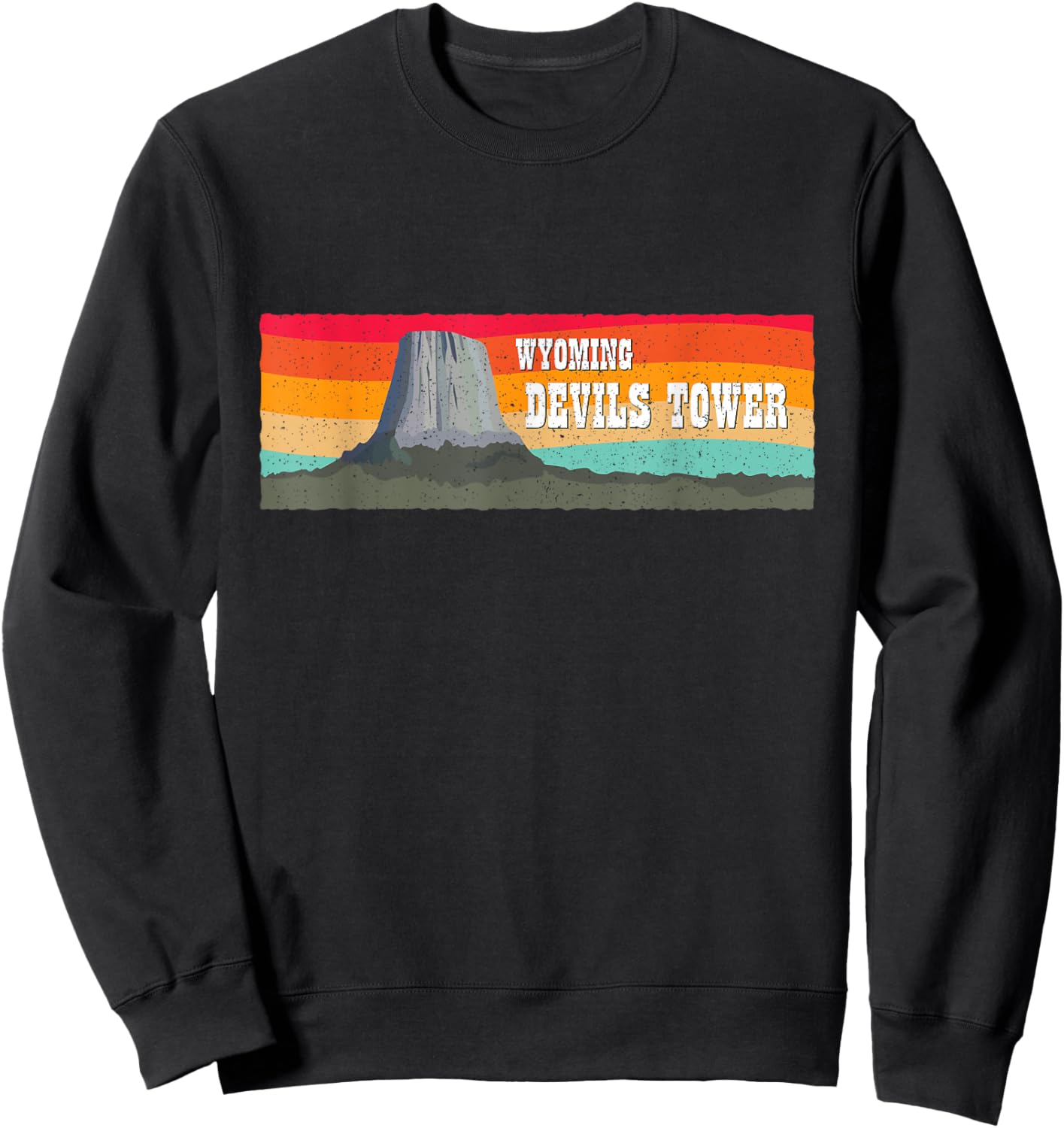 Vintage Retro 1970s 1980s Devils Tower Monument Wyoming Sweatshirt - Sweatshirt | Black