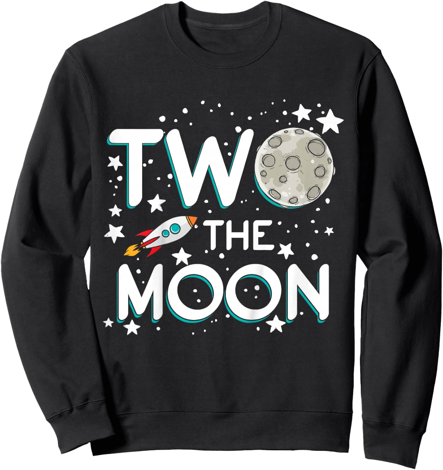 Two The Moon Toddler 2nd Birthday Gift 2 Year Old Sweatshirt - Sweatshirt | Black