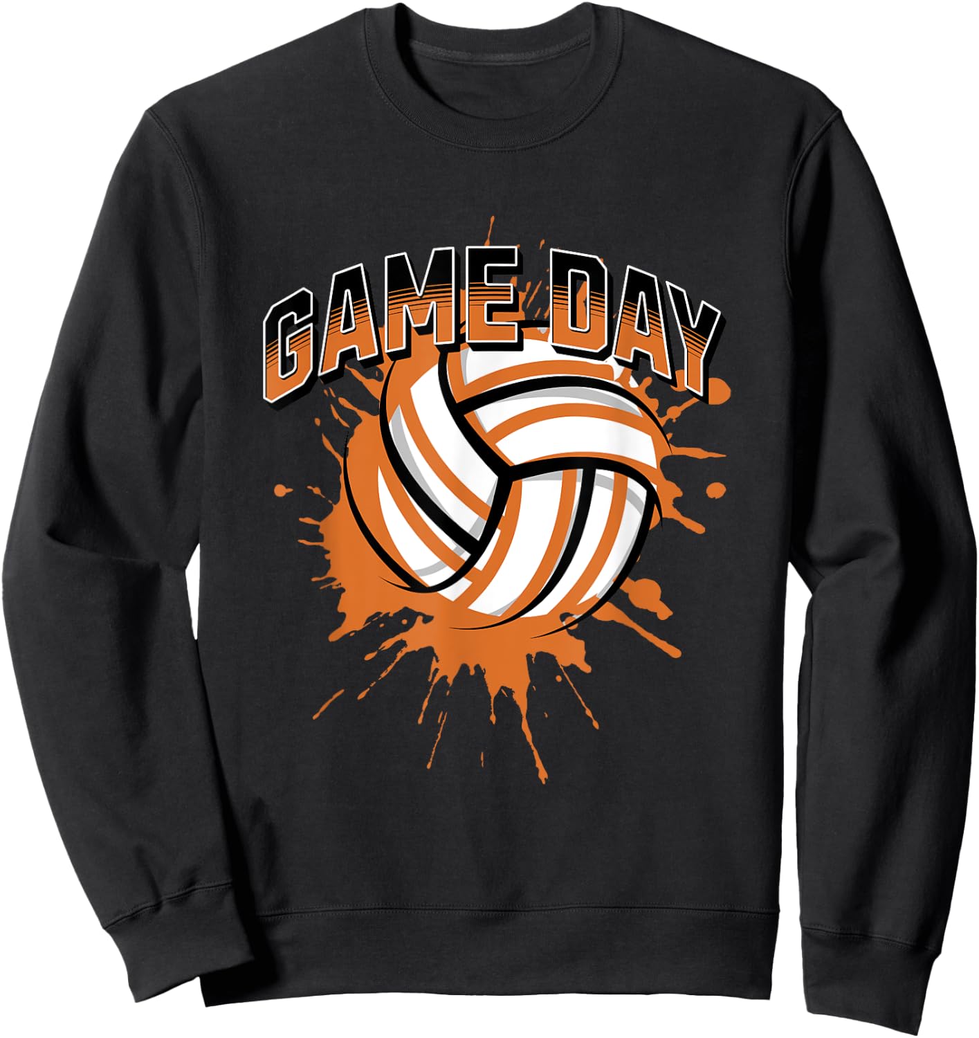 Volleyball Parents Team Game Day Orange Black & Gray Art Sweatshirt - Sweatshirt | Black