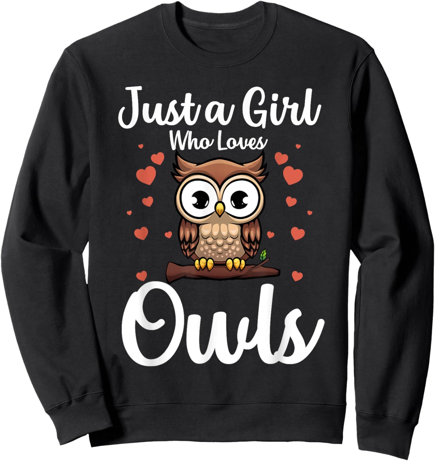 Funny Owl Themed Art Girls Kids Owl Lover Sweatshirt - Sweatshirt | Black