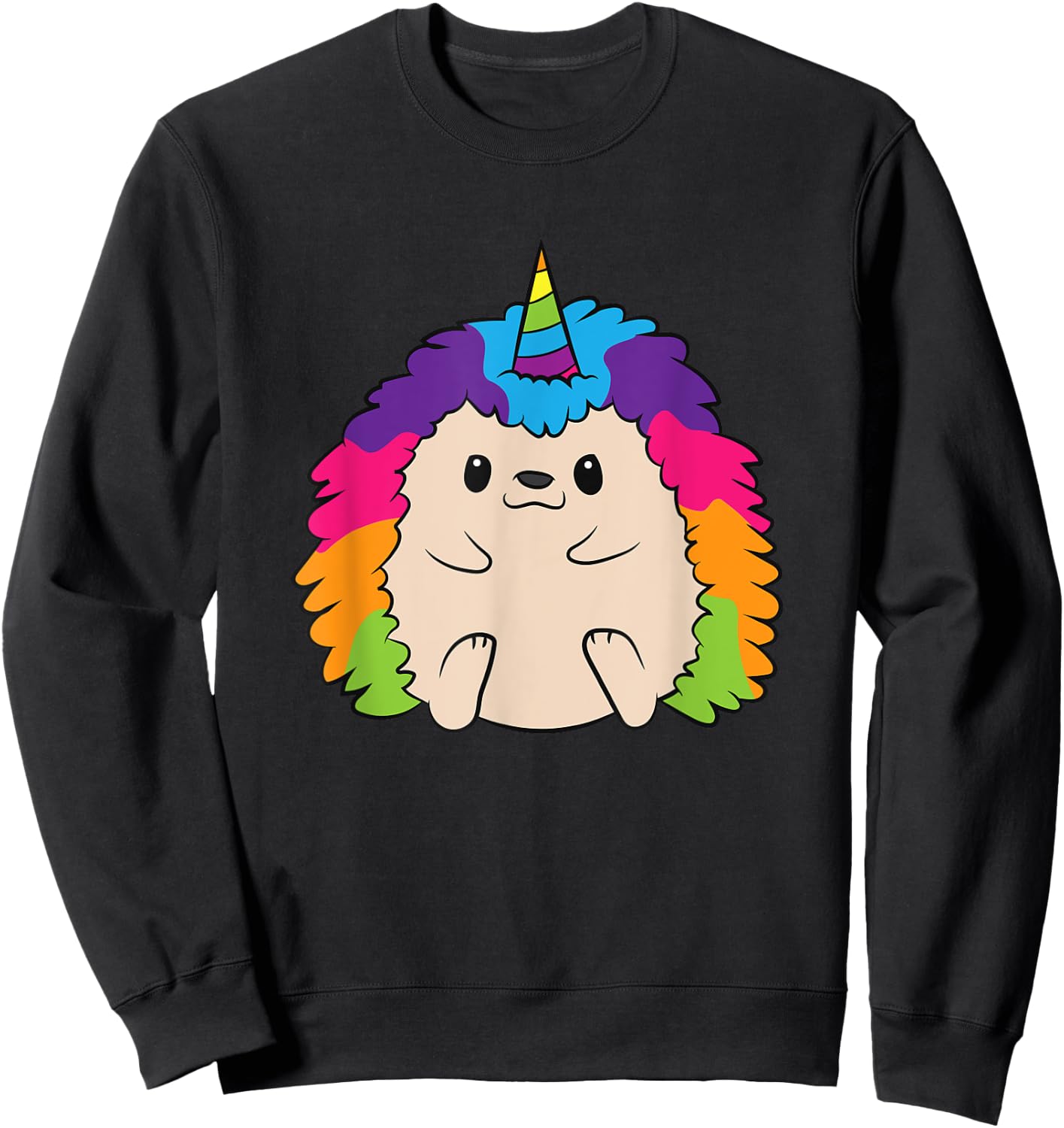Hedgehog Unicorn Rainbow Hedgehog Sweatshirt - Sweatshirt | Black