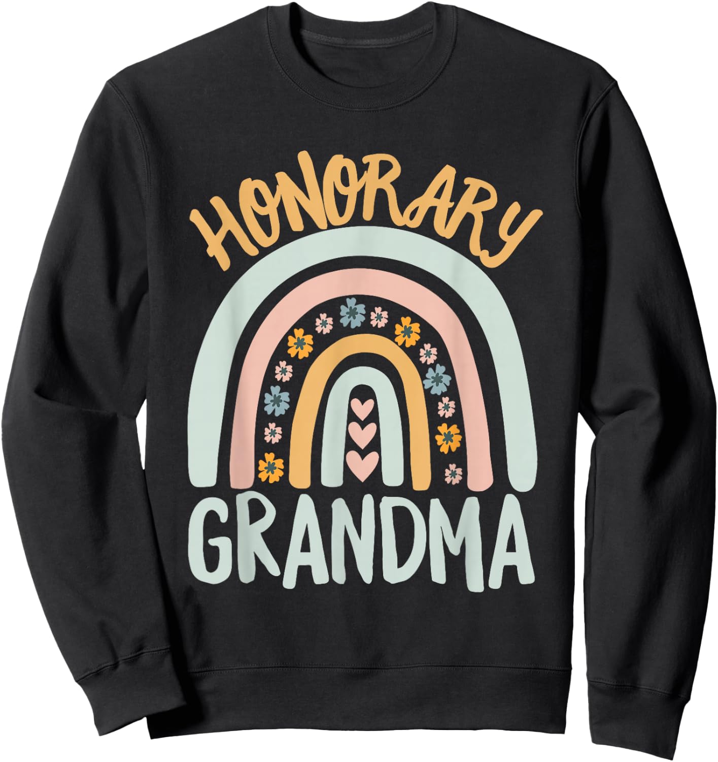 Honorary Grandma Foster Granddaughter Grandson Boho Rainbow Sweatshirt - Sweatshirt | Black