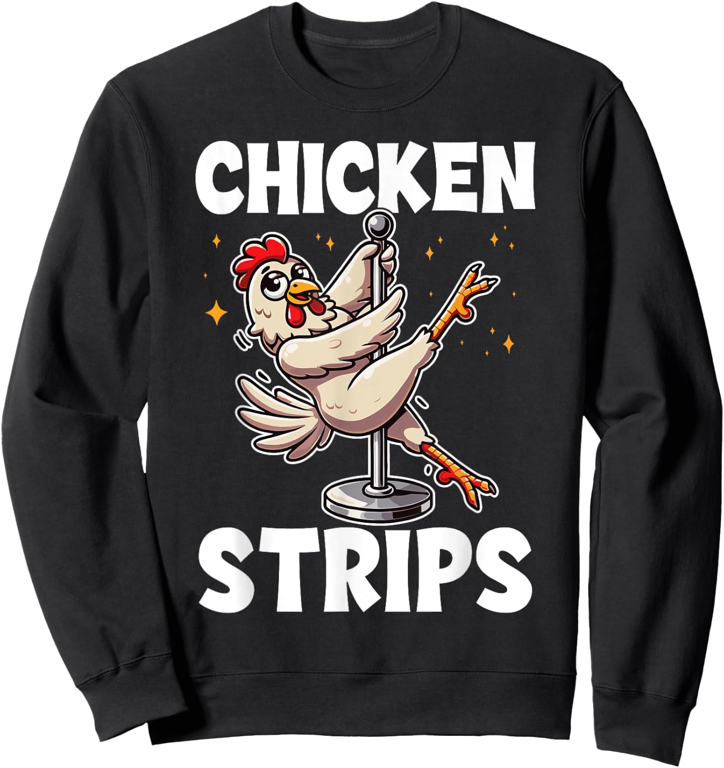 Farm Animal Humor Chicken Pole Dance Black X-Small -Adults Modern Cartoon Humor Dance Sweatshirt - Sweatshirt | Black