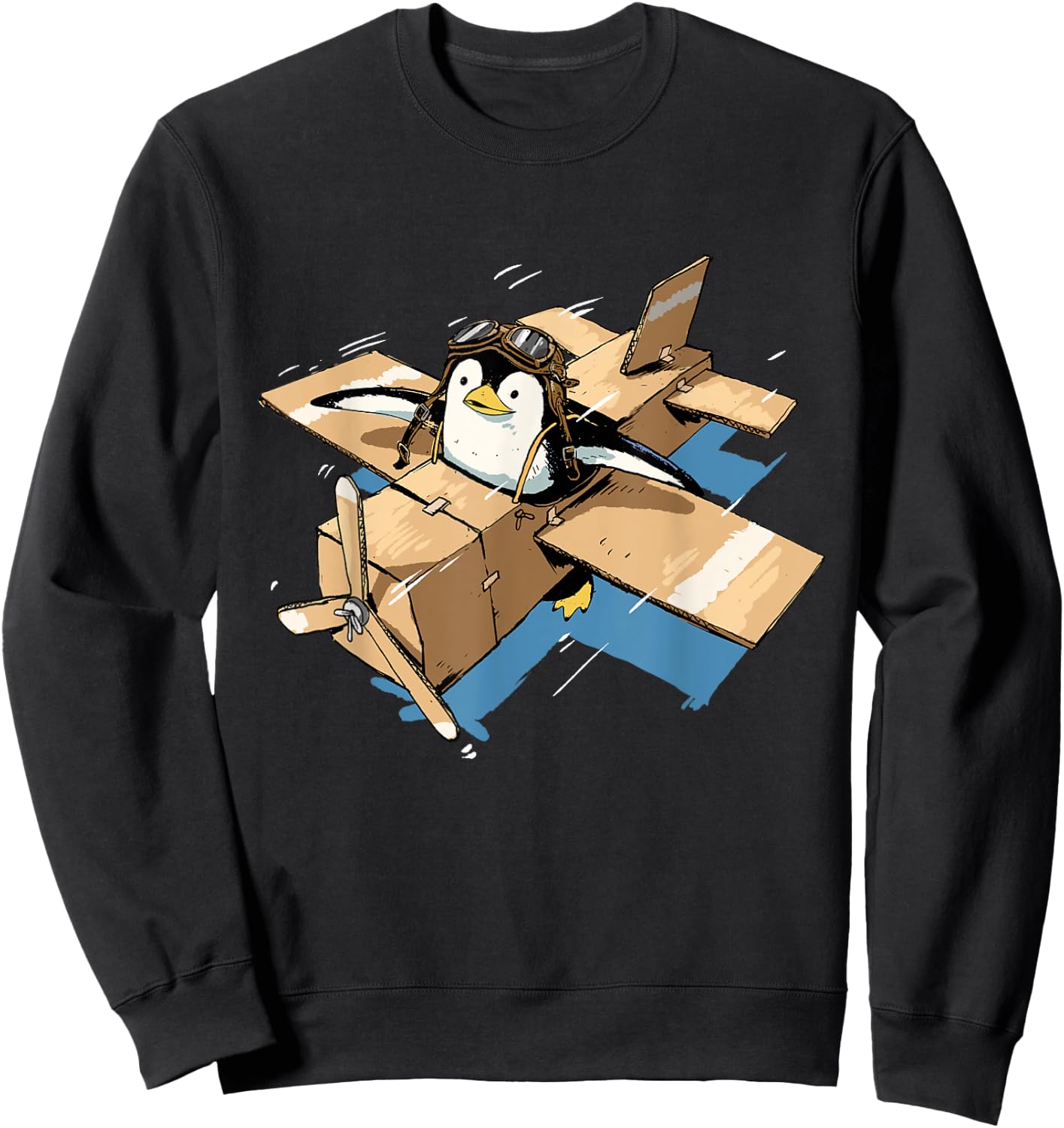 Flying Penguin Shirt Penguin Lover Penguin Airplane Pilot Sweatshirt - Sweatshirt | Black
