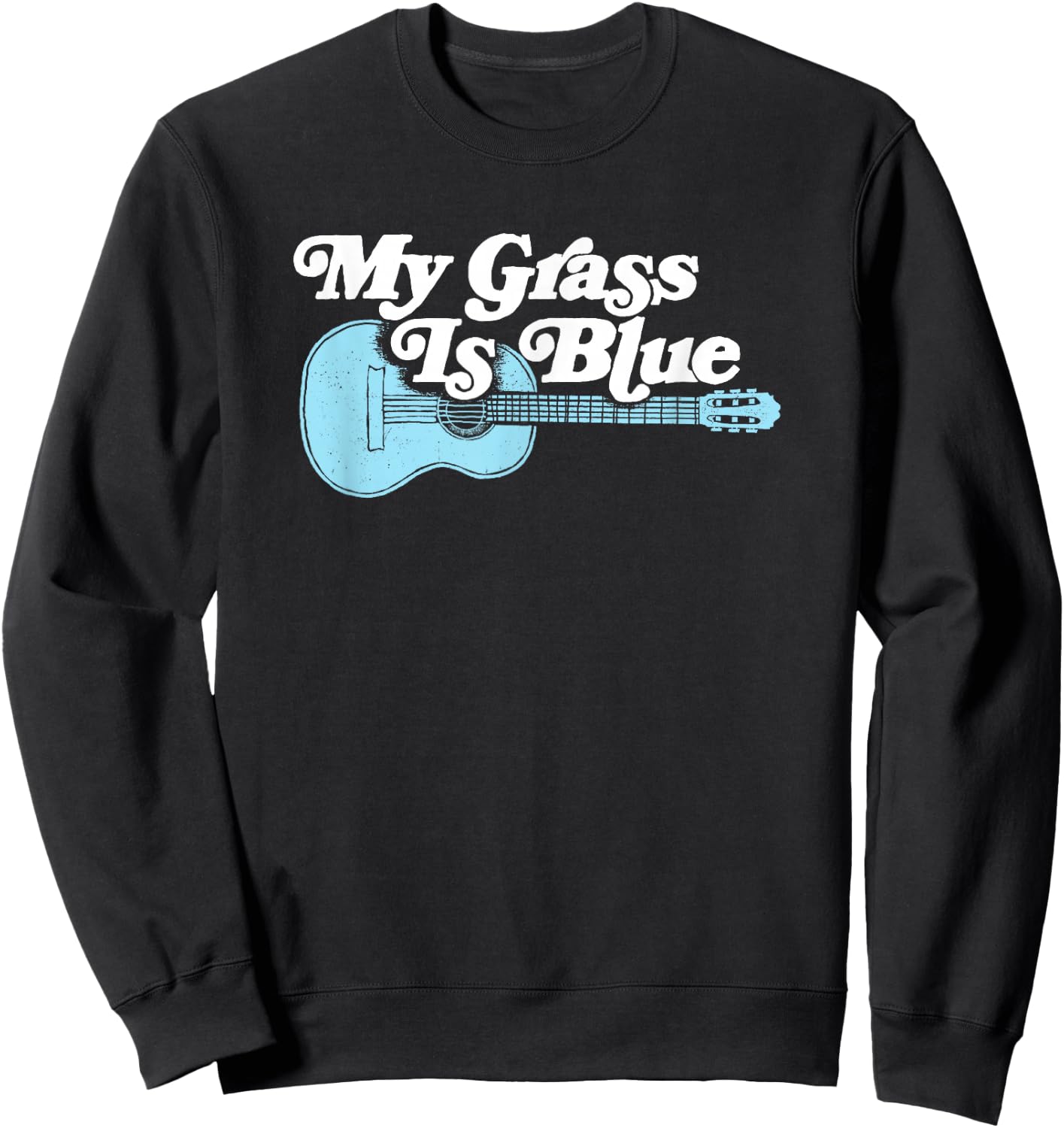 Vintage My Grass Is Blue Bluegrass Music Retro Guitar Sweatshirt - Sweatshirt | Black