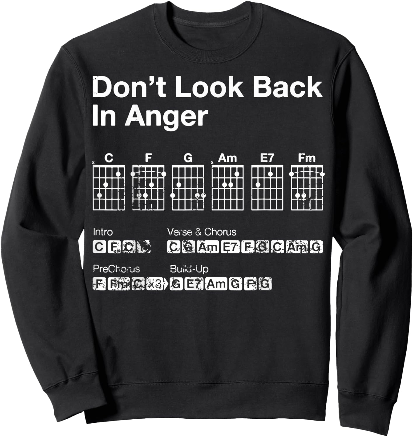 Vintage Guitar Chords Oasis Dont Look Back In Anger Sweatshirt - Sweatshirt | Black