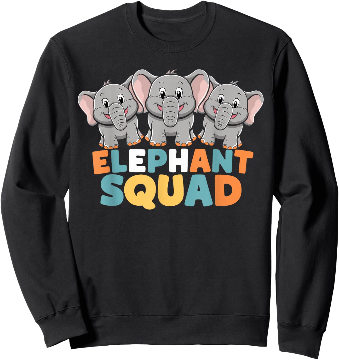 Elephant Squad Design for Elephant Lover Stuff Kids Elephant Sweatshirt - Sweatshirt | Black