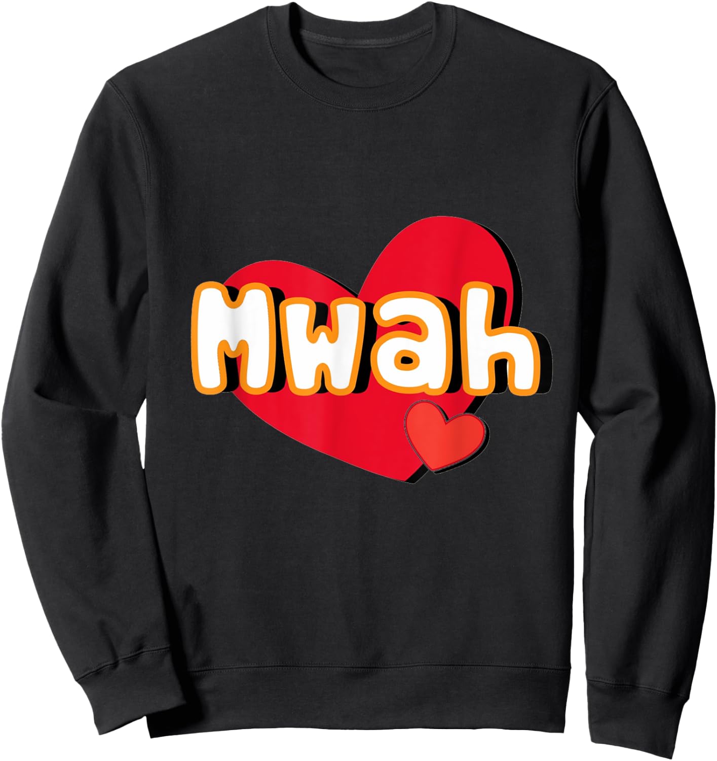 Funny Mwah with Hearts Sweatshirt - Sweatshirt | Black